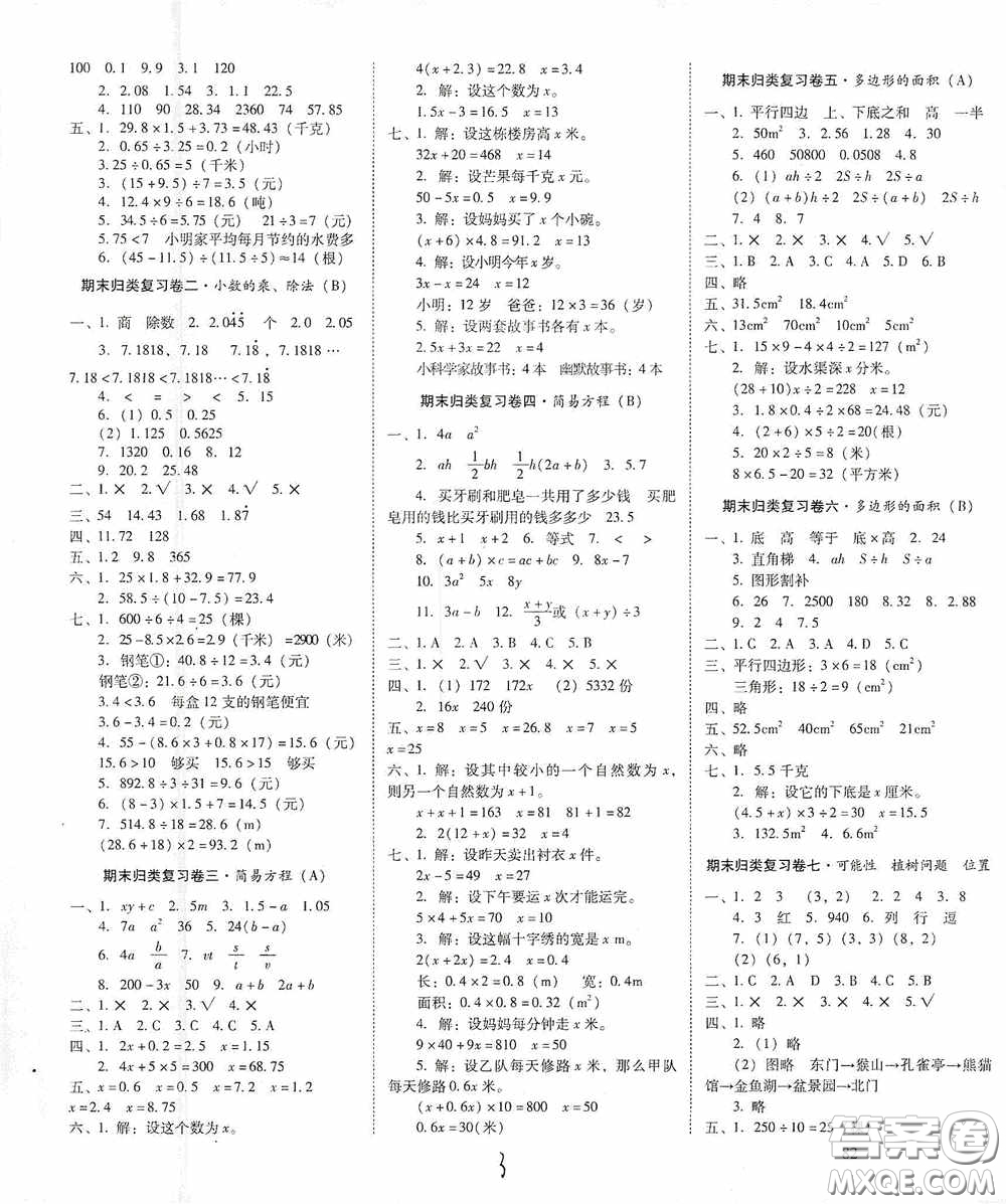 2020秋云南師大附小一線名師核心試卷五年級數(shù)學(xué)上冊人教版答案