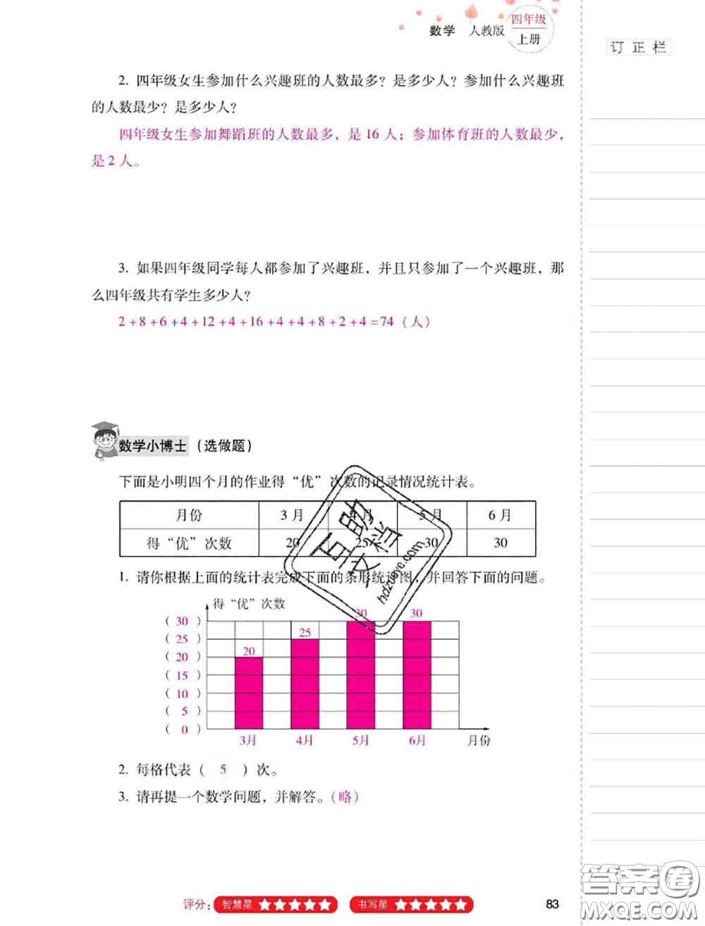 2020年云南省標(biāo)準(zhǔn)教輔同步指導(dǎo)訓(xùn)練與檢測(cè)四年級(jí)數(shù)學(xué)上冊(cè)人教版答案