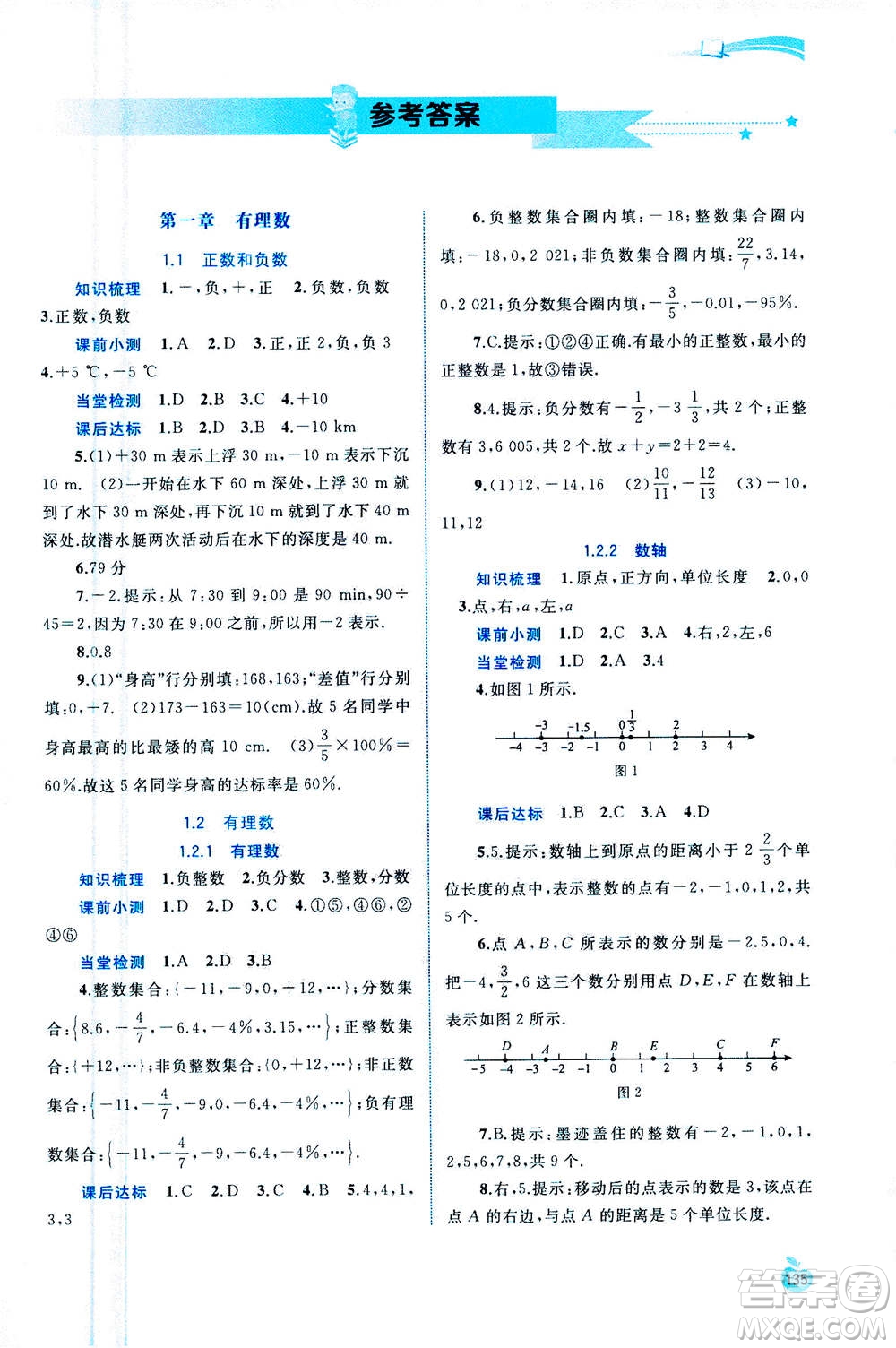 2020年新課程學(xué)習(xí)與測評同步學(xué)習(xí)數(shù)學(xué)七年級上冊人教版答案