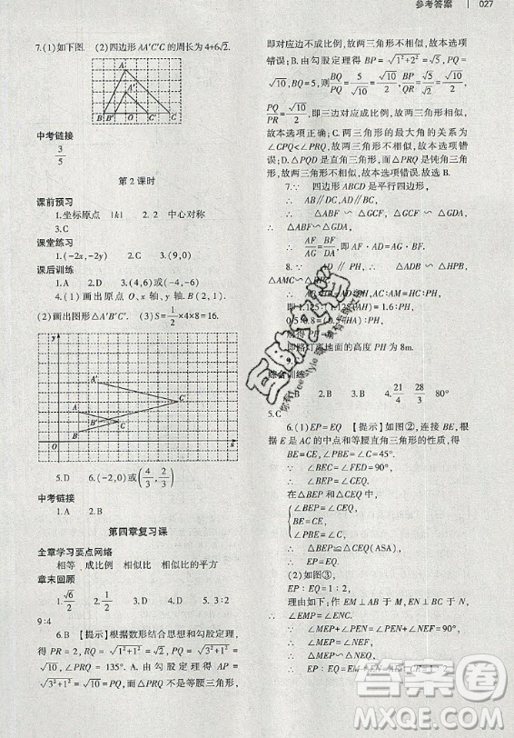 大象出版社2019年基礎(chǔ)訓(xùn)練九年級(jí)全一冊(cè)數(shù)學(xué)北師大版答案