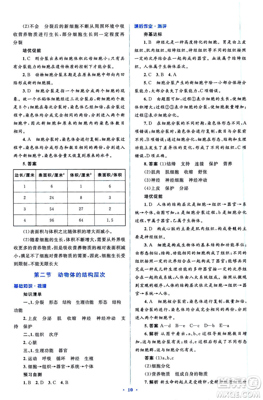 2020年人教金學典同步解析與測評學考練七年級生物學上冊答案