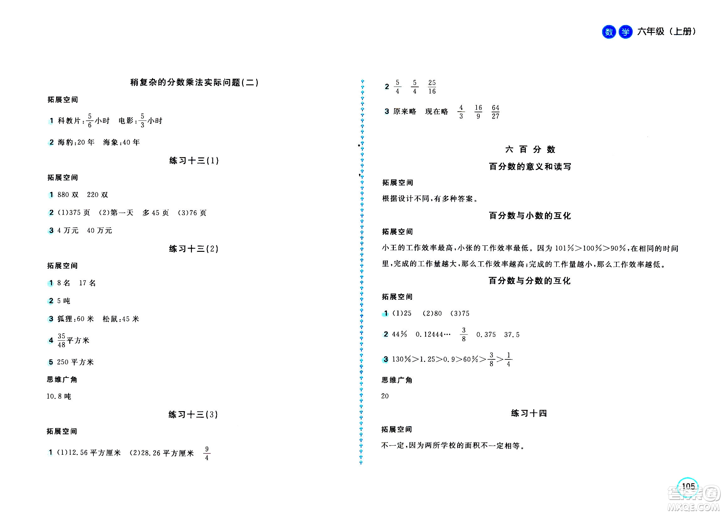 2020年新編基礎(chǔ)訓(xùn)練數(shù)學(xué)六年級(jí)上冊(cè)蘇教版答案