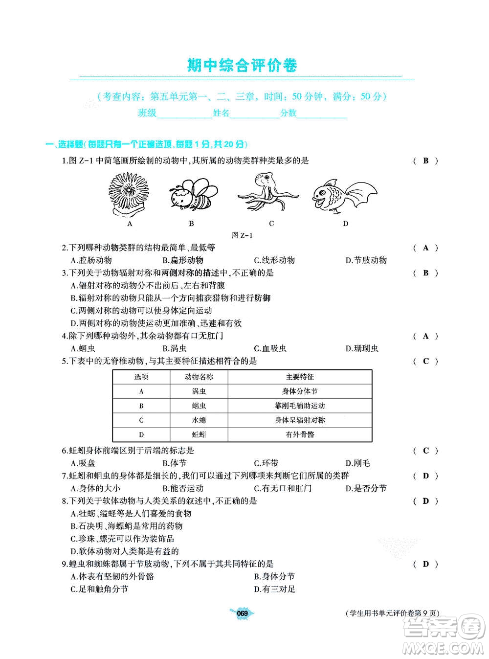 大象出版社2020年基礎(chǔ)訓(xùn)練八年級上冊生物學(xué)人教版答案