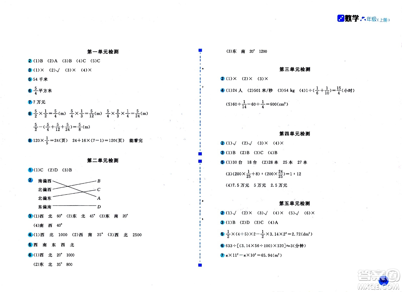 安徽少年兒童出版社2020年新編基礎(chǔ)訓(xùn)練數(shù)學(xué)六年級上冊人教版答案