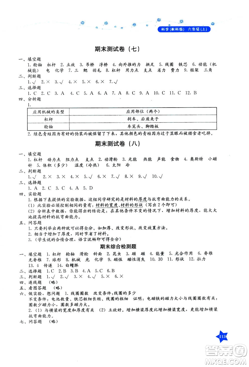 湖南教育出版社2020年學(xué)法大視野科學(xué)六年級上冊教科版答案