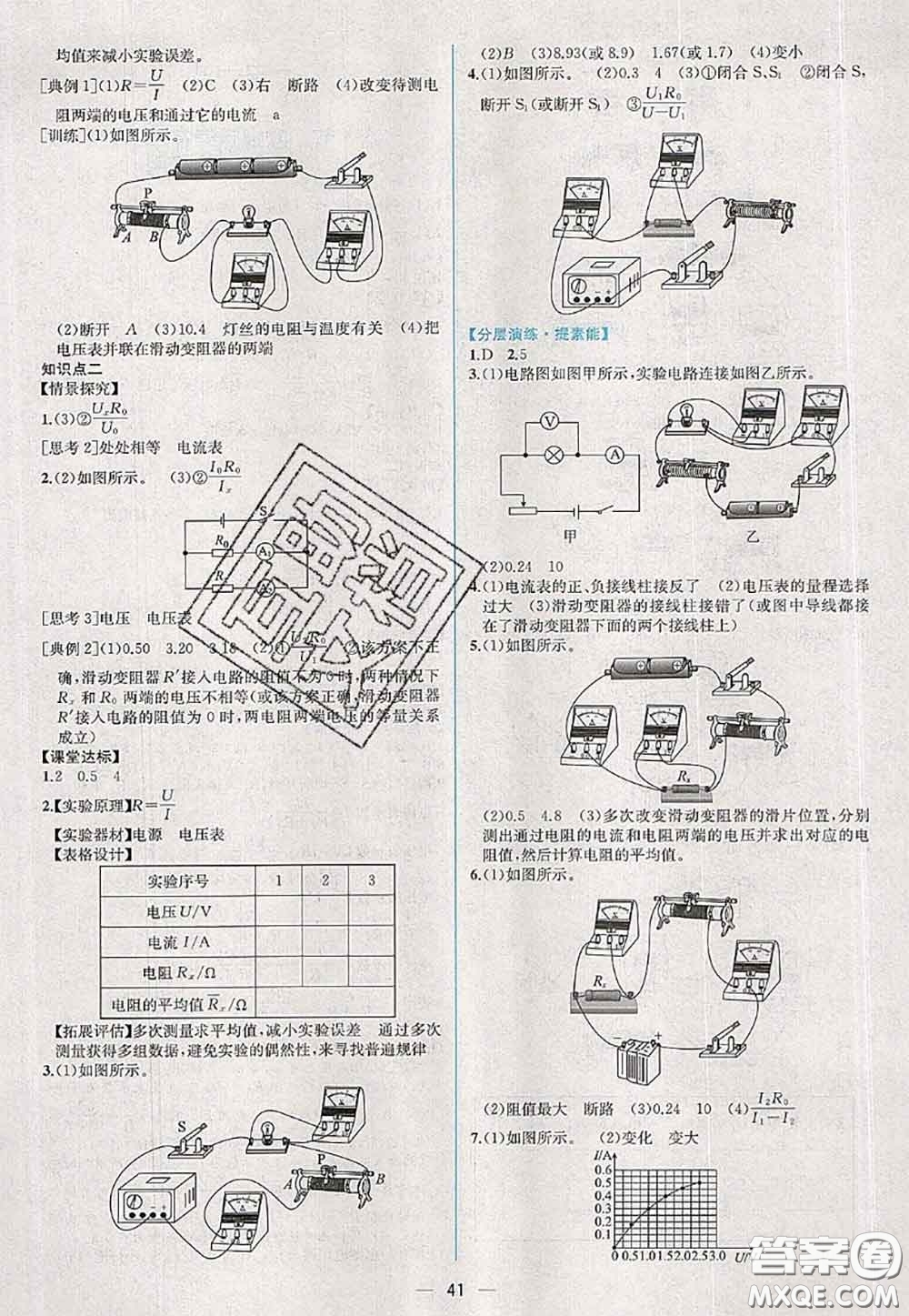 2020年秋同步學(xué)歷案課時練九年級物理上冊人教版參考答案