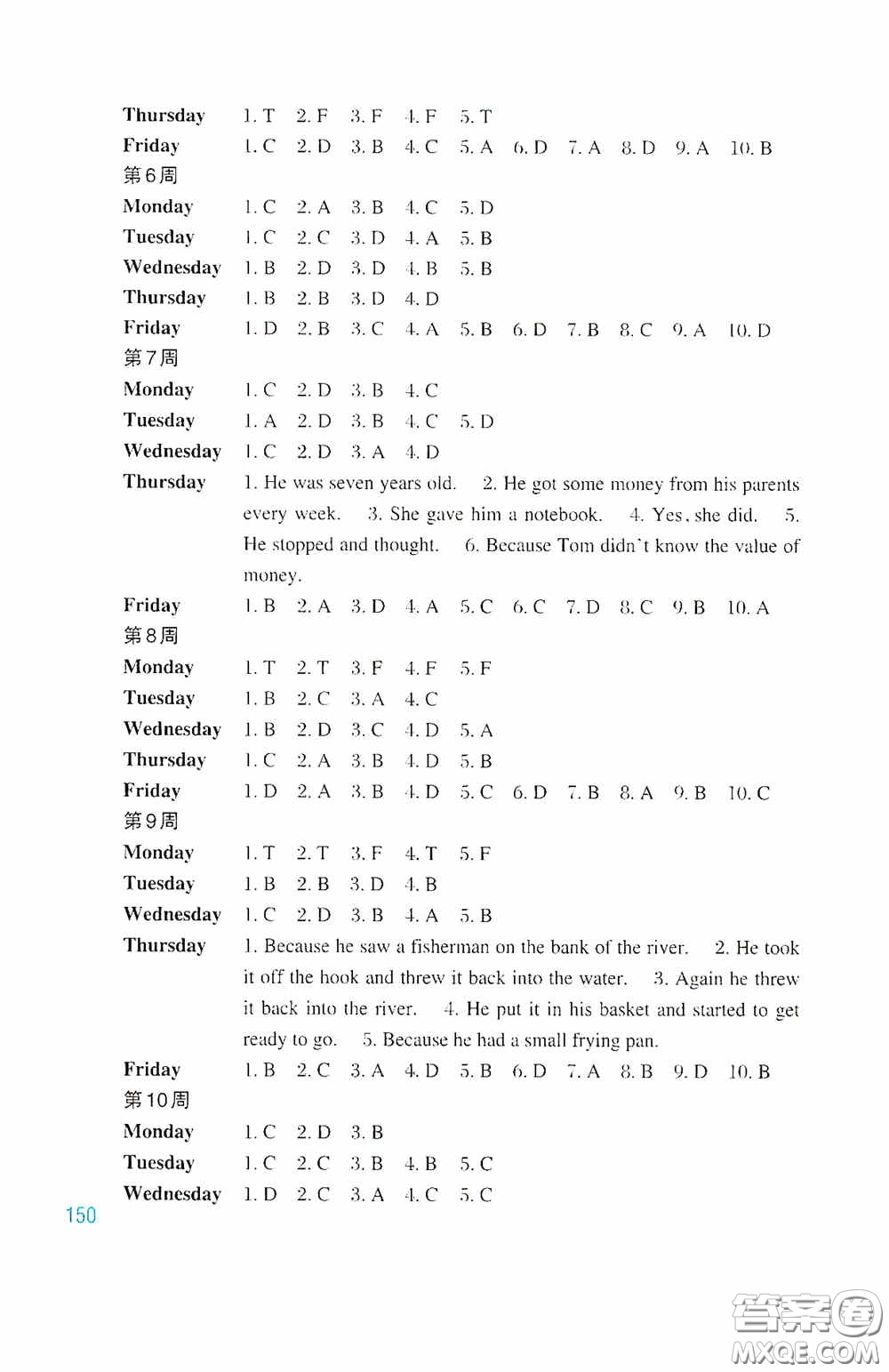 華東理工大學(xué)出版社2020周計(jì)劃英語(yǔ)閱讀強(qiáng)化訓(xùn)練六年級(jí)小升初答案