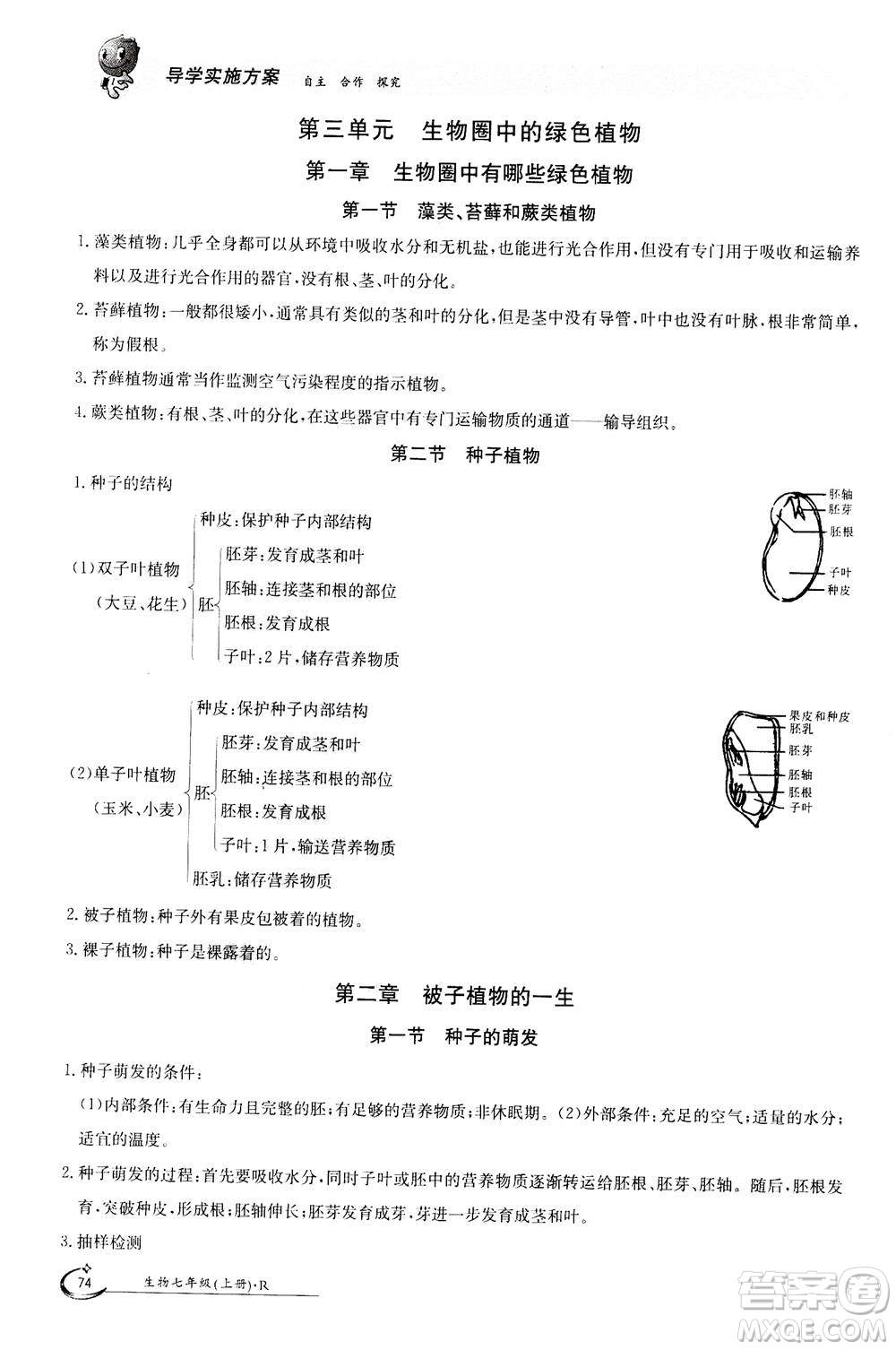 江西高校出版社2020年金太陽導(dǎo)學(xué)案生物七年級上冊人教版答案