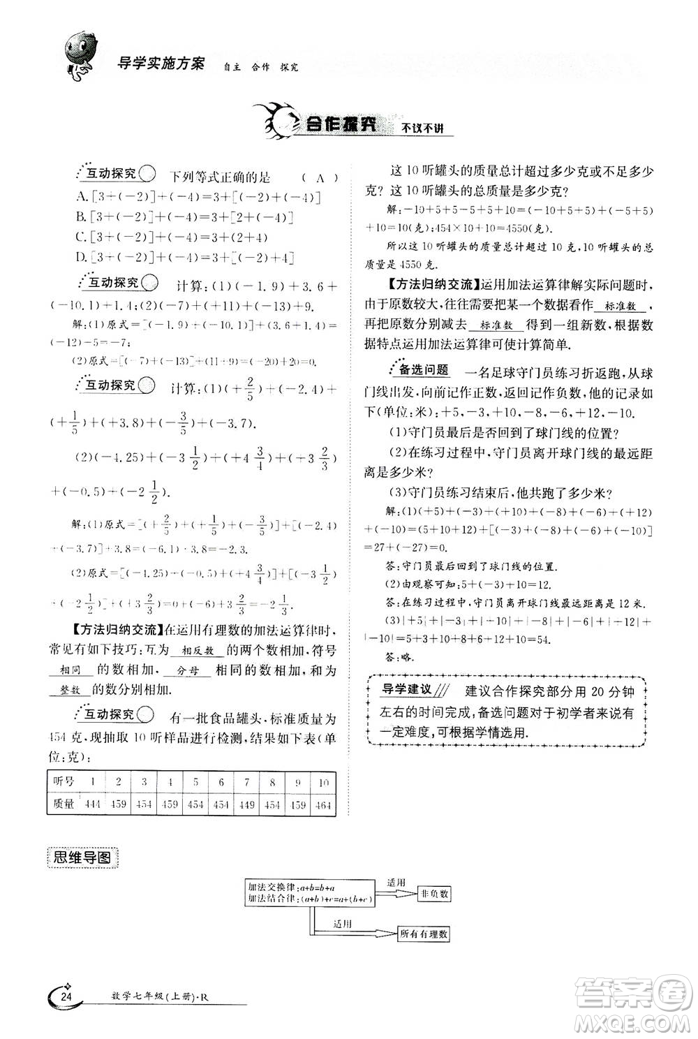 江西高校出版社2020年金太陽導(dǎo)學(xué)案數(shù)學(xué)七年級(jí)上冊(cè)人教版答案