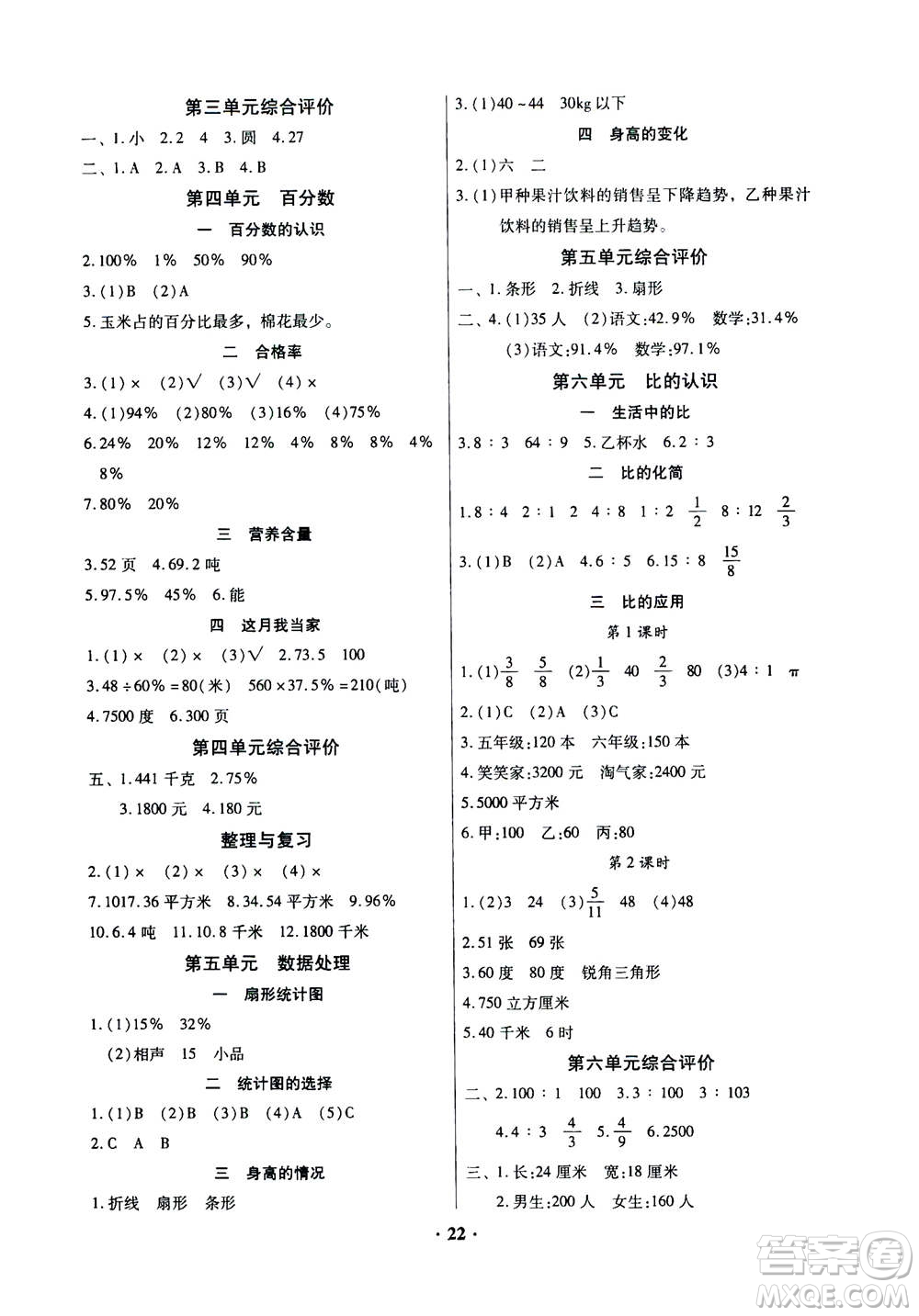 廣東高等教育出版社2020年快樂課堂數(shù)學(xué)六年級上冊北師大版答案