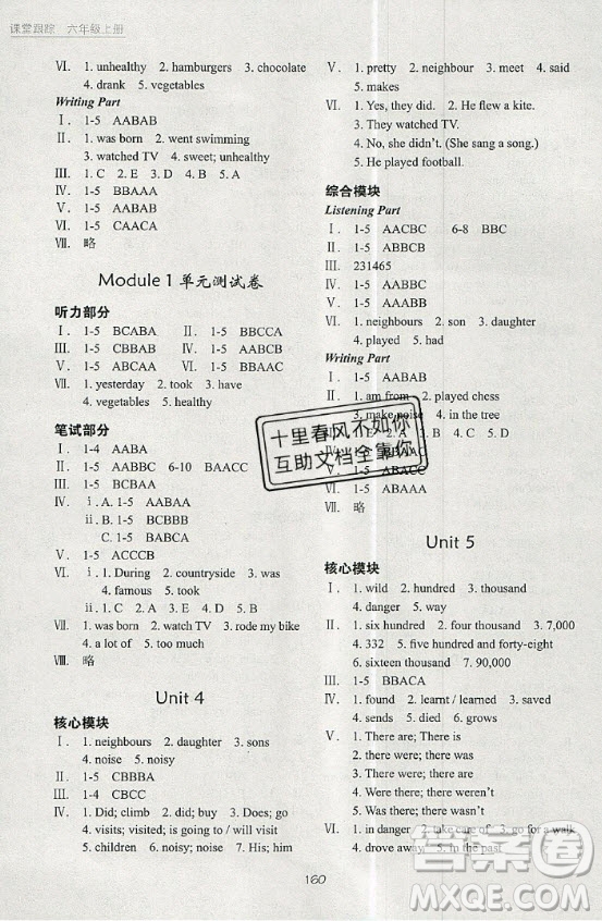 2020秋深圳市小學(xué)英語課堂跟蹤六年級上冊滬教牛津版答案