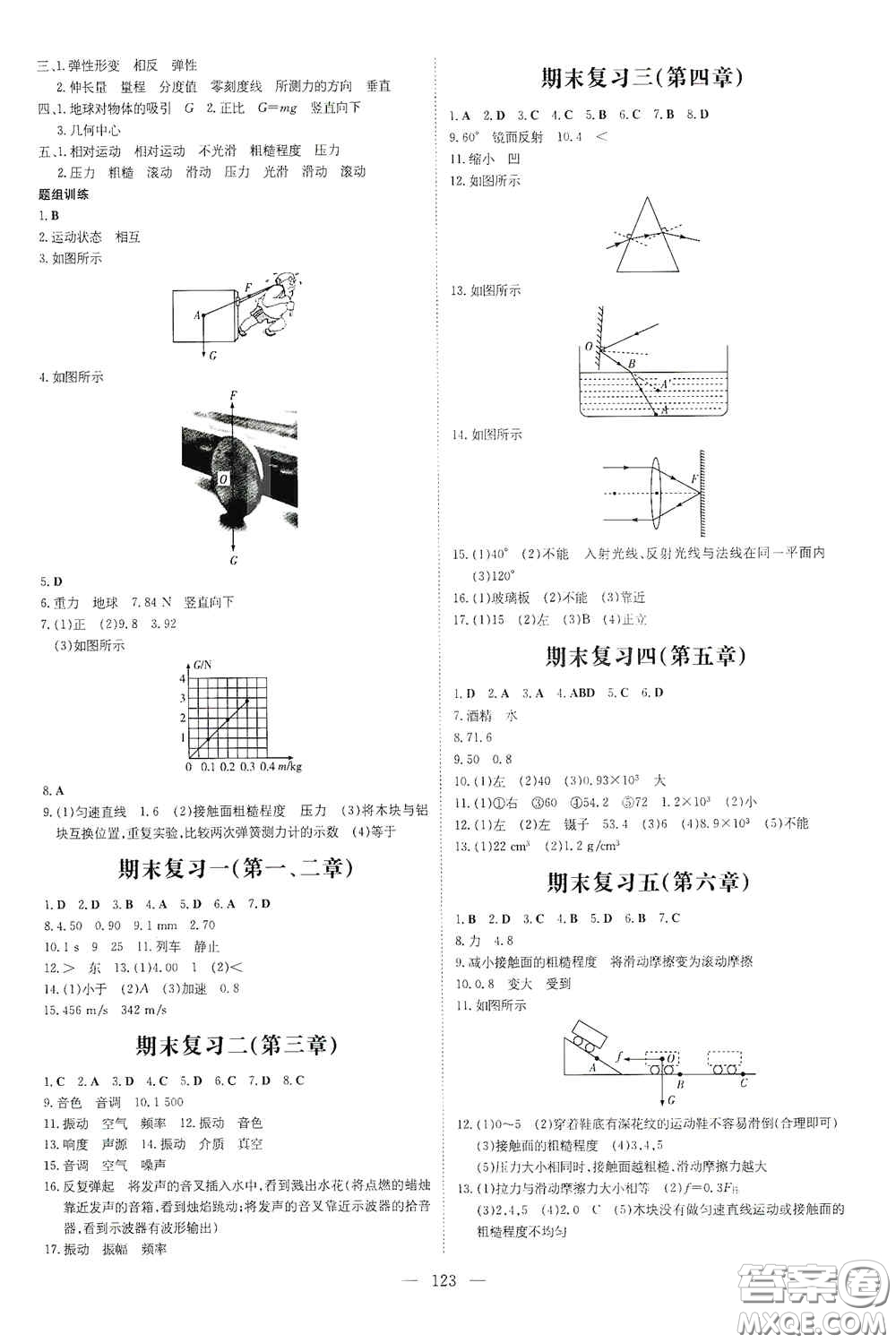 新世紀出版社2020導與練系列圖書練案課時作業(yè)本八年級物理上冊滬科版答案