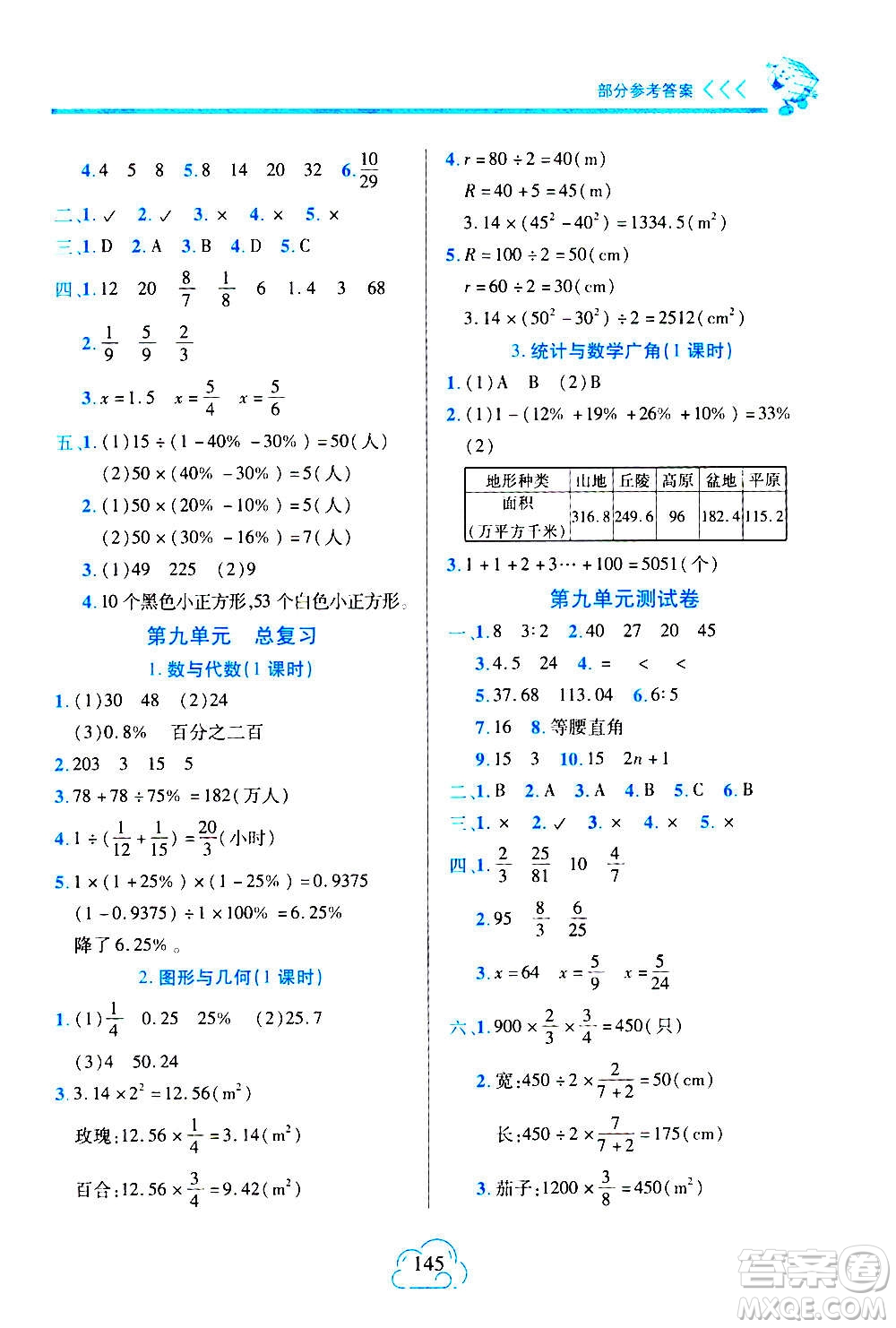 二十一世紀(jì)出版社2020年新課程新練習(xí)數(shù)學(xué)六年級(jí)上冊(cè)人教版A版參考答案