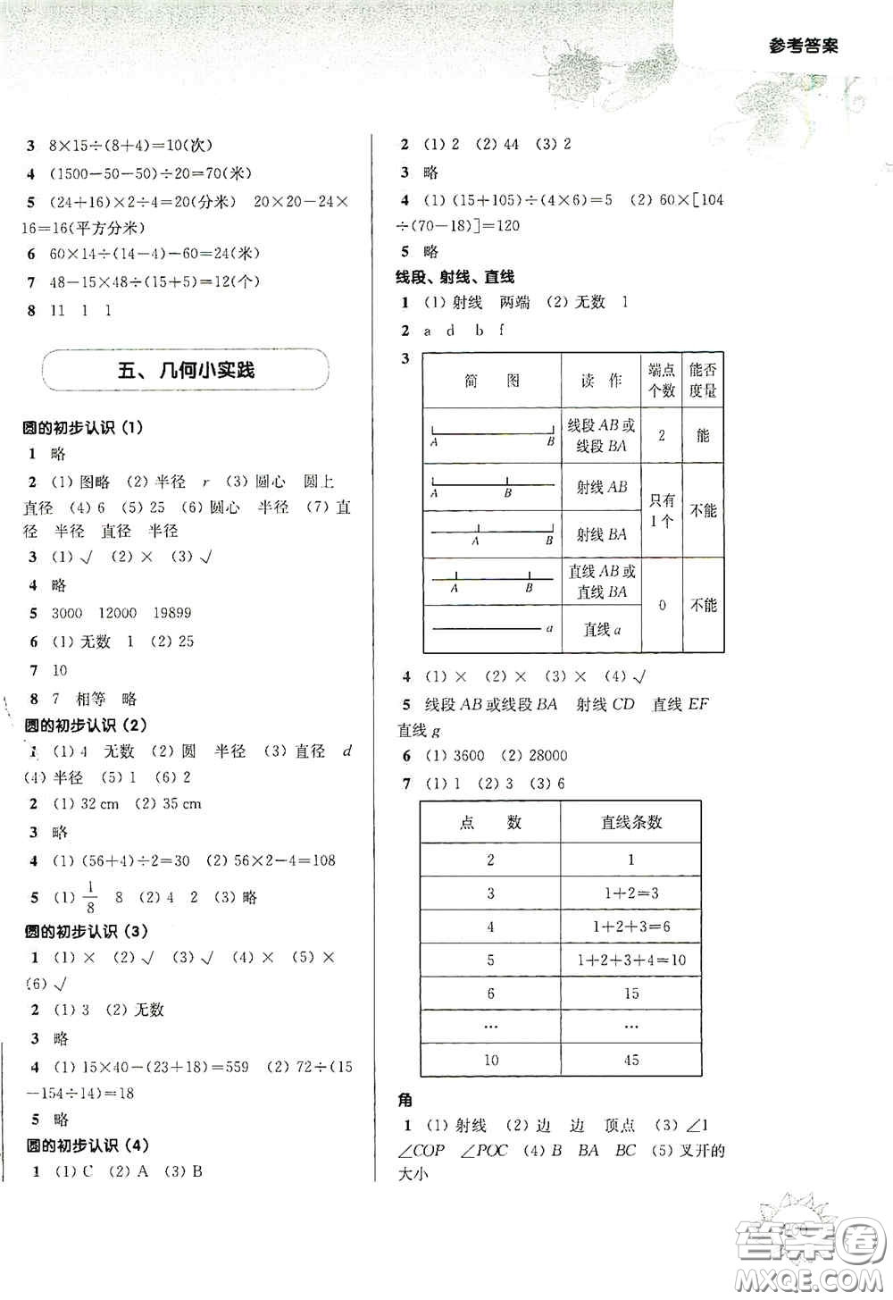 華東師范大學(xué)出版社2020第一作業(yè)四年級(jí)數(shù)學(xué)第一學(xué)期答案