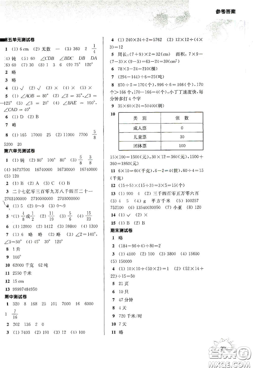 華東師范大學(xué)出版社2020第一作業(yè)四年級(jí)數(shù)學(xué)第一學(xué)期答案