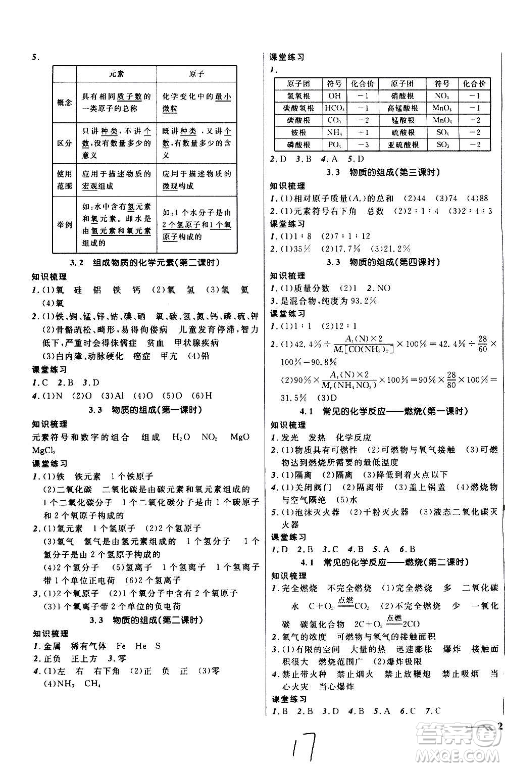 遼寧師范大學(xué)出版社2020年新課程新教材導(dǎo)航學(xué)化學(xué)九年級(jí)上冊(cè)上教版答案