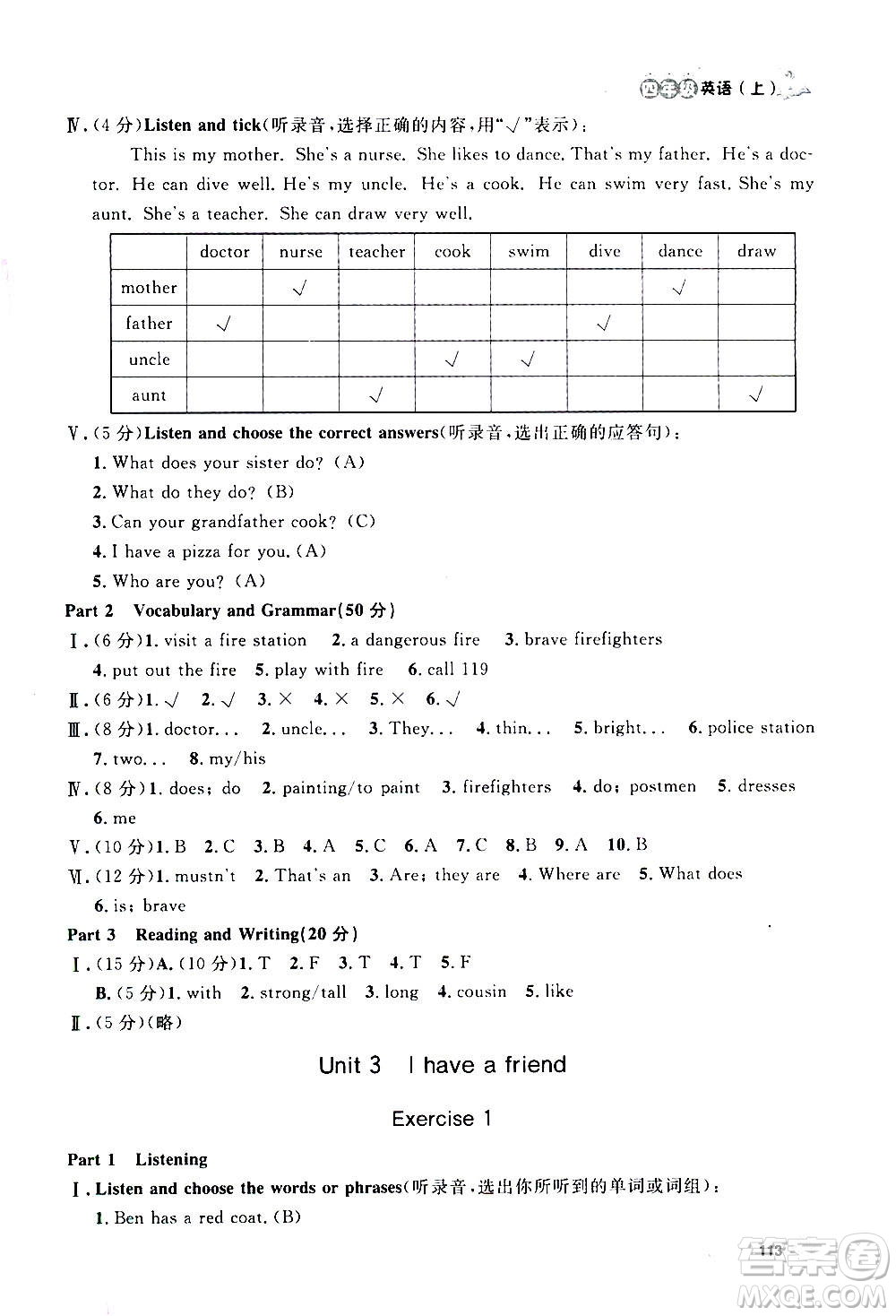 上海大學(xué)出版社2020年鐘書(shū)金牌上海作業(yè)英語(yǔ)四年級(jí)上冊(cè)N版牛津版答案