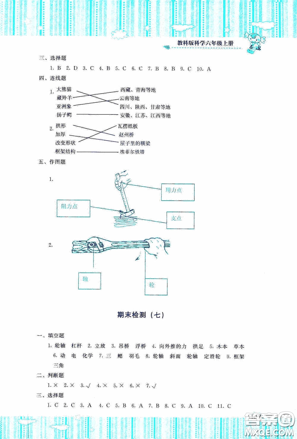 湖南少年兒童出版社2020課程基礎(chǔ)訓(xùn)練六年級(jí)科學(xué)上冊(cè)教科版答案