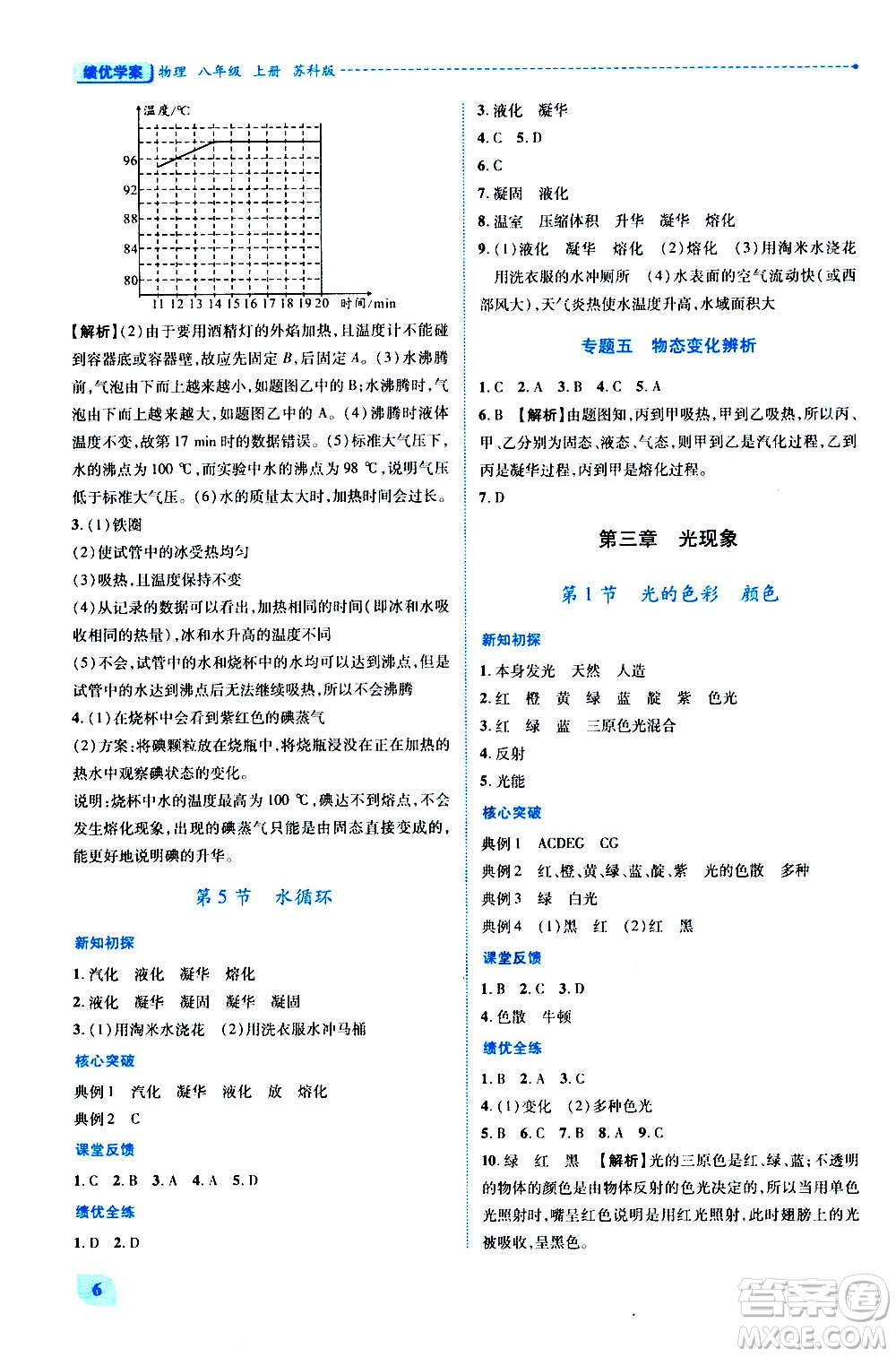 陜西師范大學(xué)出版總社2020年績(jī)優(yōu)學(xué)案物理八年級(jí)上冊(cè)蘇科版答案