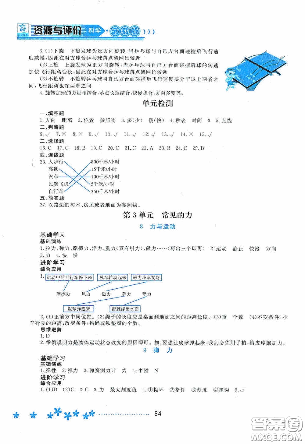 黑龍江教育出版社2020資源與評(píng)價(jià)四年級(jí)科學(xué)上冊(cè)蘇教版答案