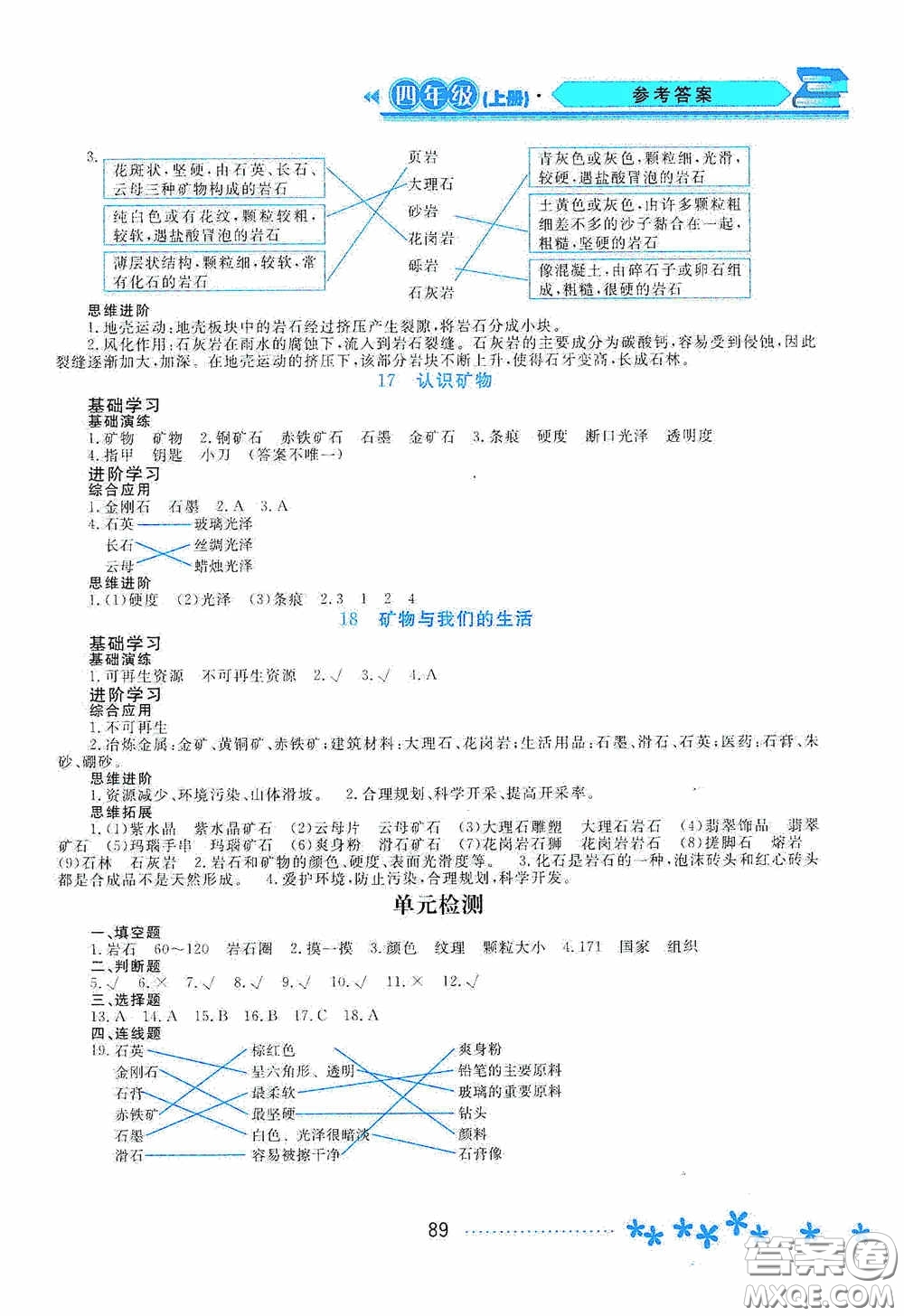 黑龍江教育出版社2020資源與評(píng)價(jià)四年級(jí)科學(xué)上冊(cè)蘇教版答案