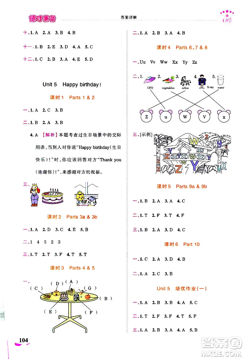 2020秋王朝霞德才兼?zhèn)渥鳂I(yè)創(chuàng)新設(shè)計英語三年級上冊劍橋版答案