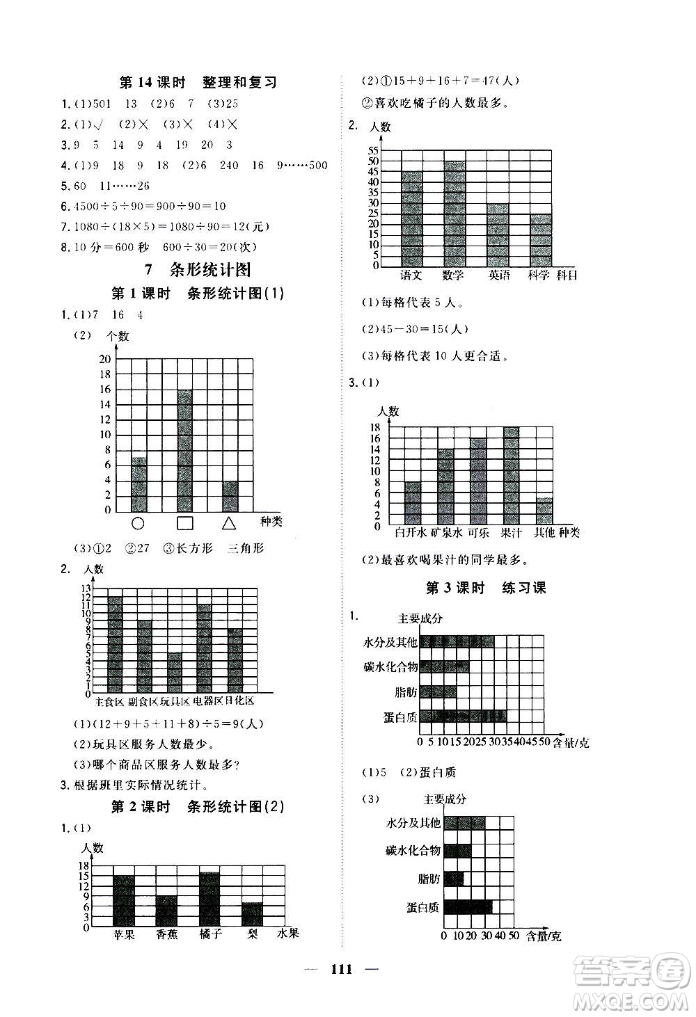 浙江大學(xué)出版社2020年課時特訓(xùn)優(yōu)化作業(yè)數(shù)學(xué)四年級上冊R人教版答案