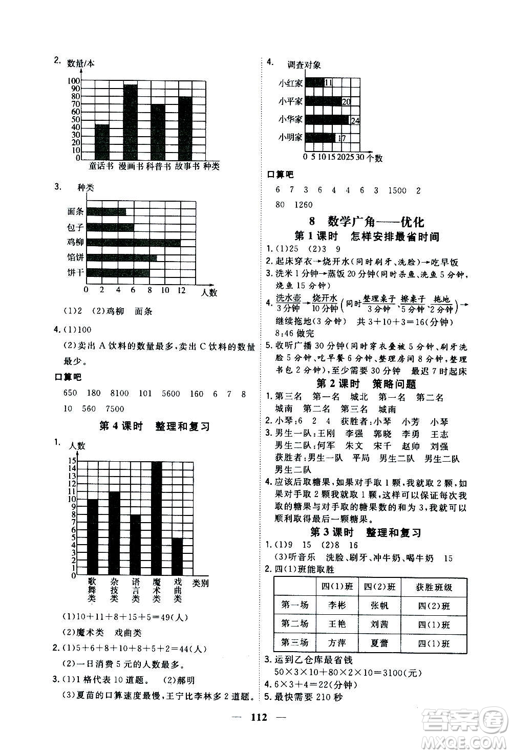 浙江大學(xué)出版社2020年課時特訓(xùn)優(yōu)化作業(yè)數(shù)學(xué)四年級上冊R人教版答案