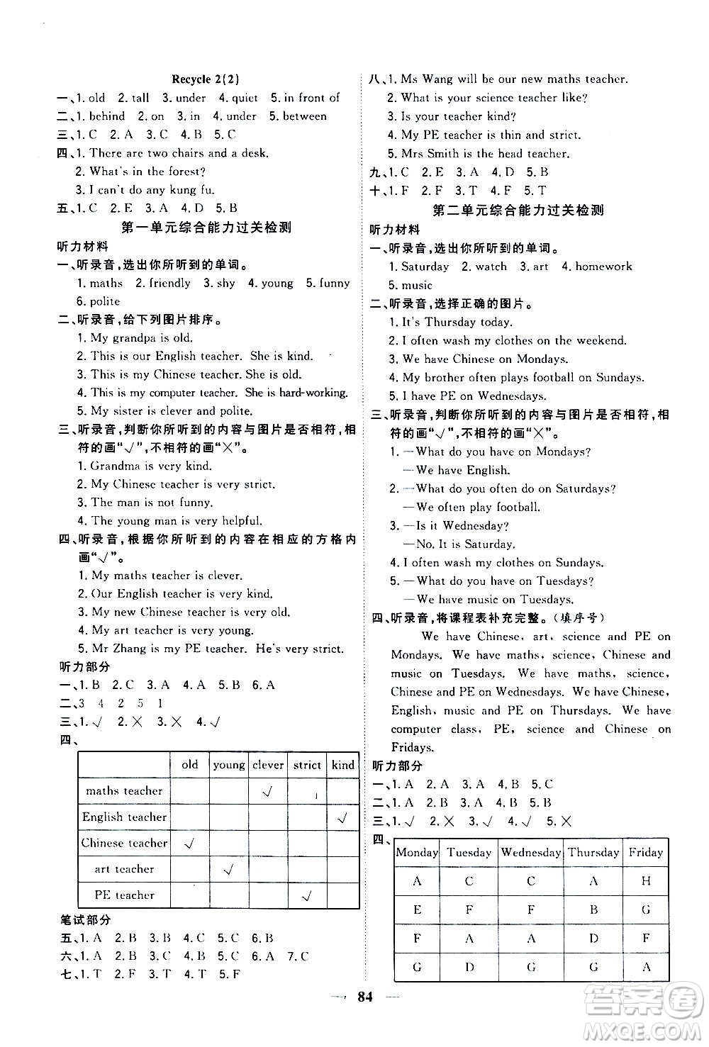 浙江大學(xué)出版社2020年課時特訓(xùn)優(yōu)化作業(yè)英語五年級上冊P人教版答案