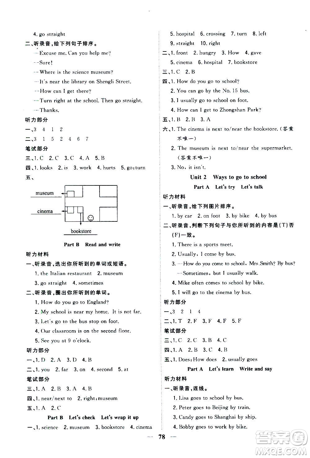 浙江大學(xué)出版社2020年課時特訓(xùn)優(yōu)化作業(yè)英語六年級上冊P人教版答案