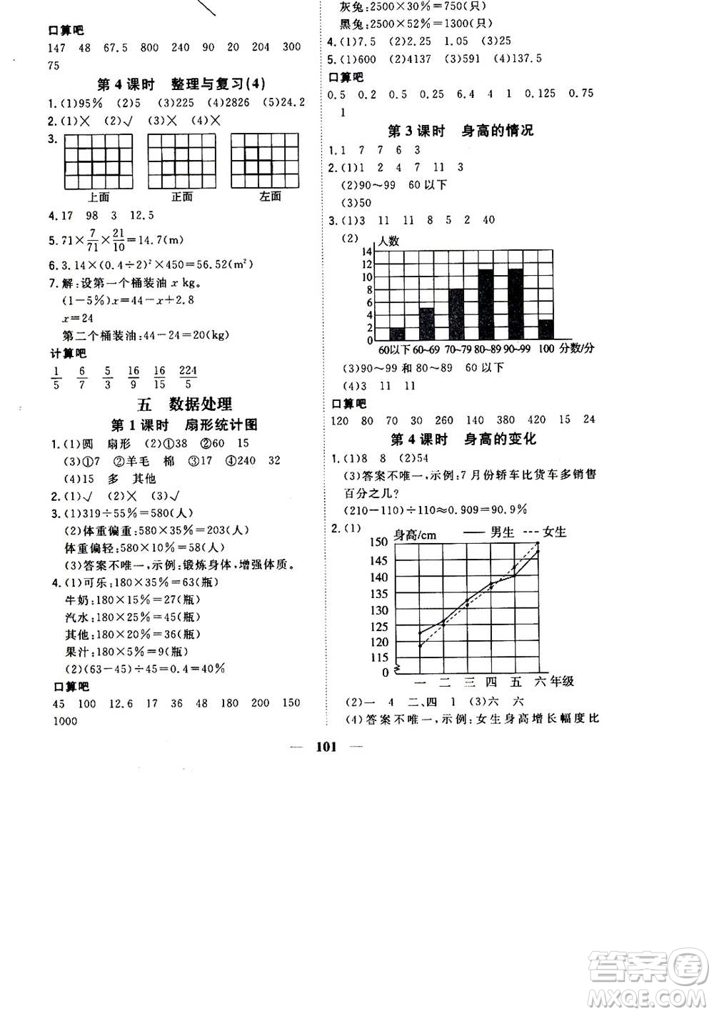 浙江大學(xué)出版社2020年課時(shí)特訓(xùn)優(yōu)化作業(yè)數(shù)學(xué)六年級上冊B北師版答案