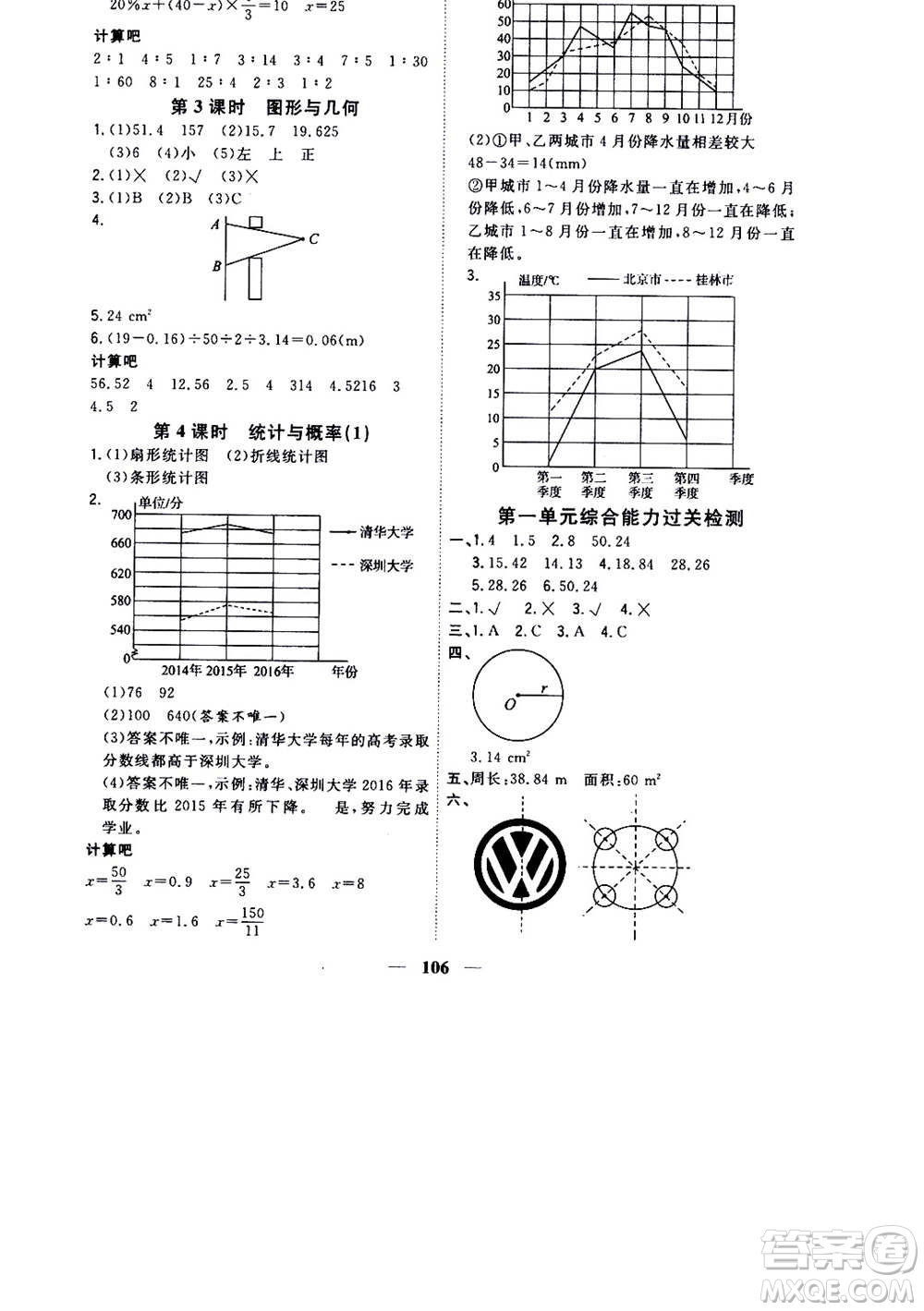 浙江大學(xué)出版社2020年課時(shí)特訓(xùn)優(yōu)化作業(yè)數(shù)學(xué)六年級上冊B北師版答案