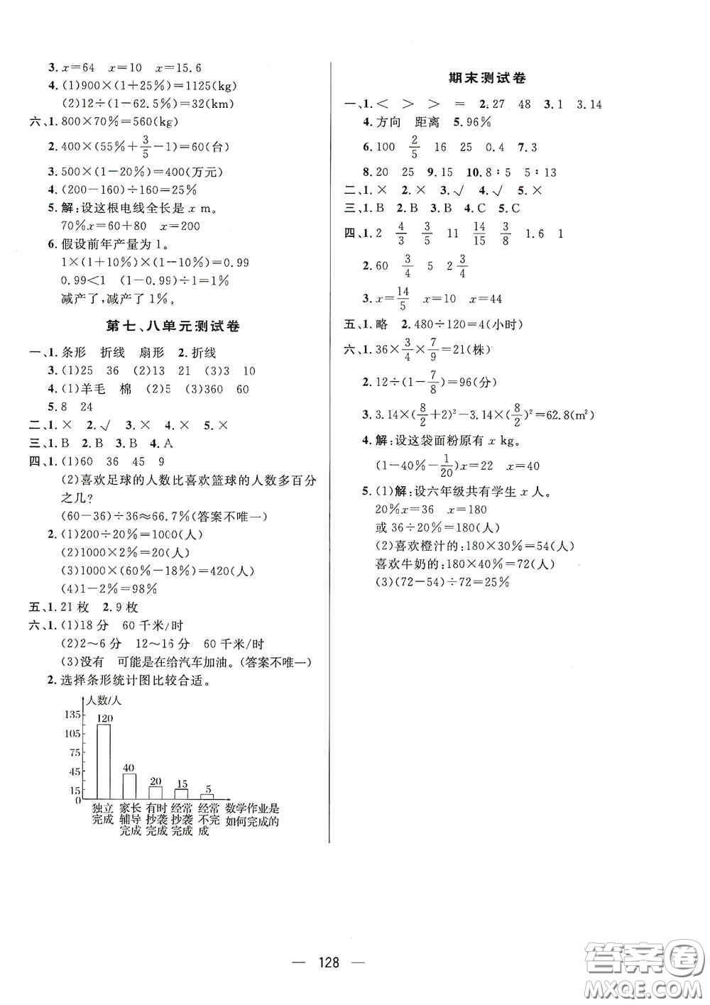 陜西人民出版社2020實(shí)驗(yàn)教材新學(xué)案六年級(jí)數(shù)學(xué)上冊(cè)人教版答案