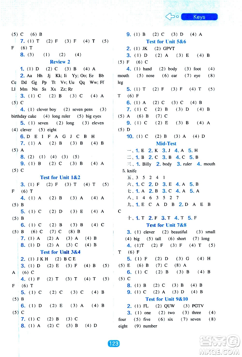 2020年新編新課程能力培養(yǎng)英語三年級上冊遼師大版答案