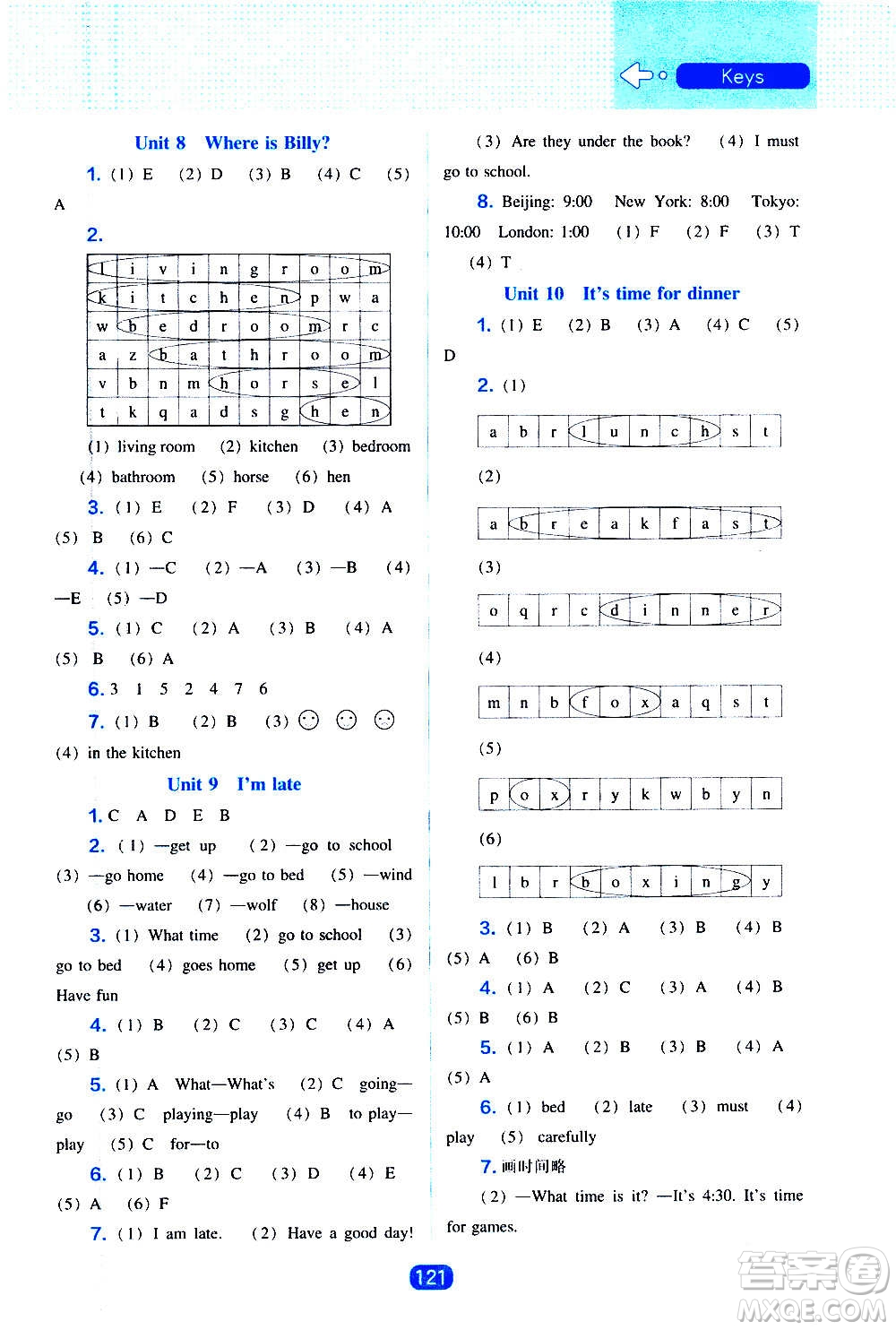 2020年新編新課程能力培養(yǎng)英語四年級上冊遼師大版答案