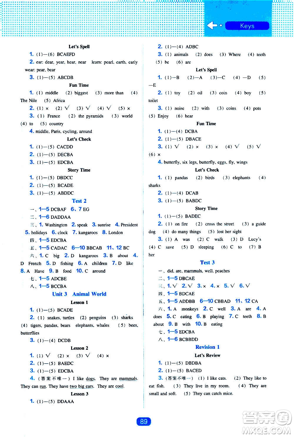 2020年新編新課程能力培養(yǎng)英語(yǔ)一年級(jí)起點(diǎn)六年級(jí)上冊(cè)人教版答案