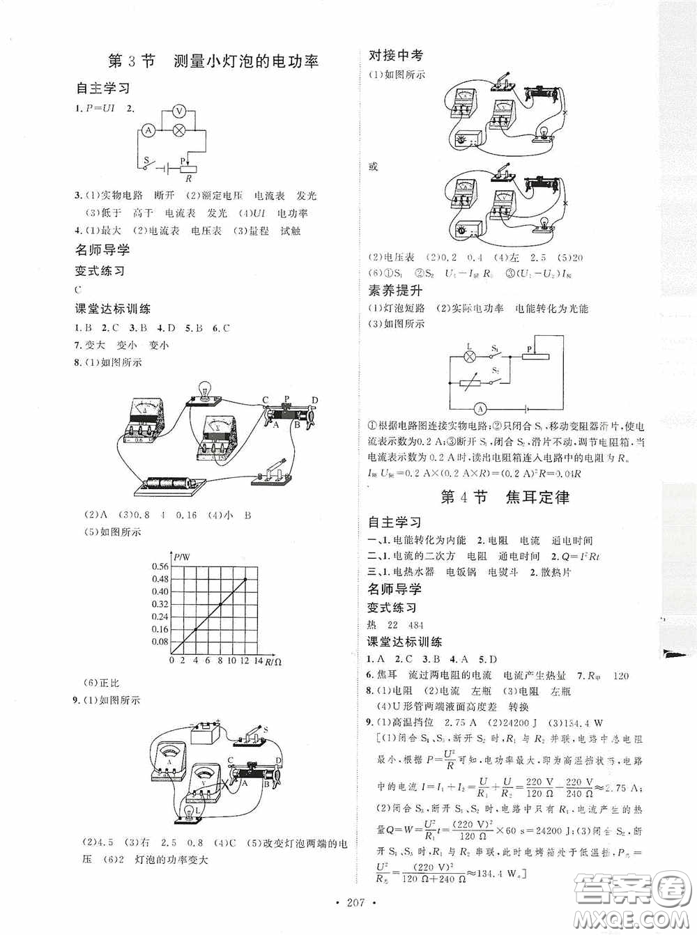 陜西人民出版社2020實(shí)驗(yàn)教材新學(xué)案九年級(jí)物理全一冊(cè)人教版答案