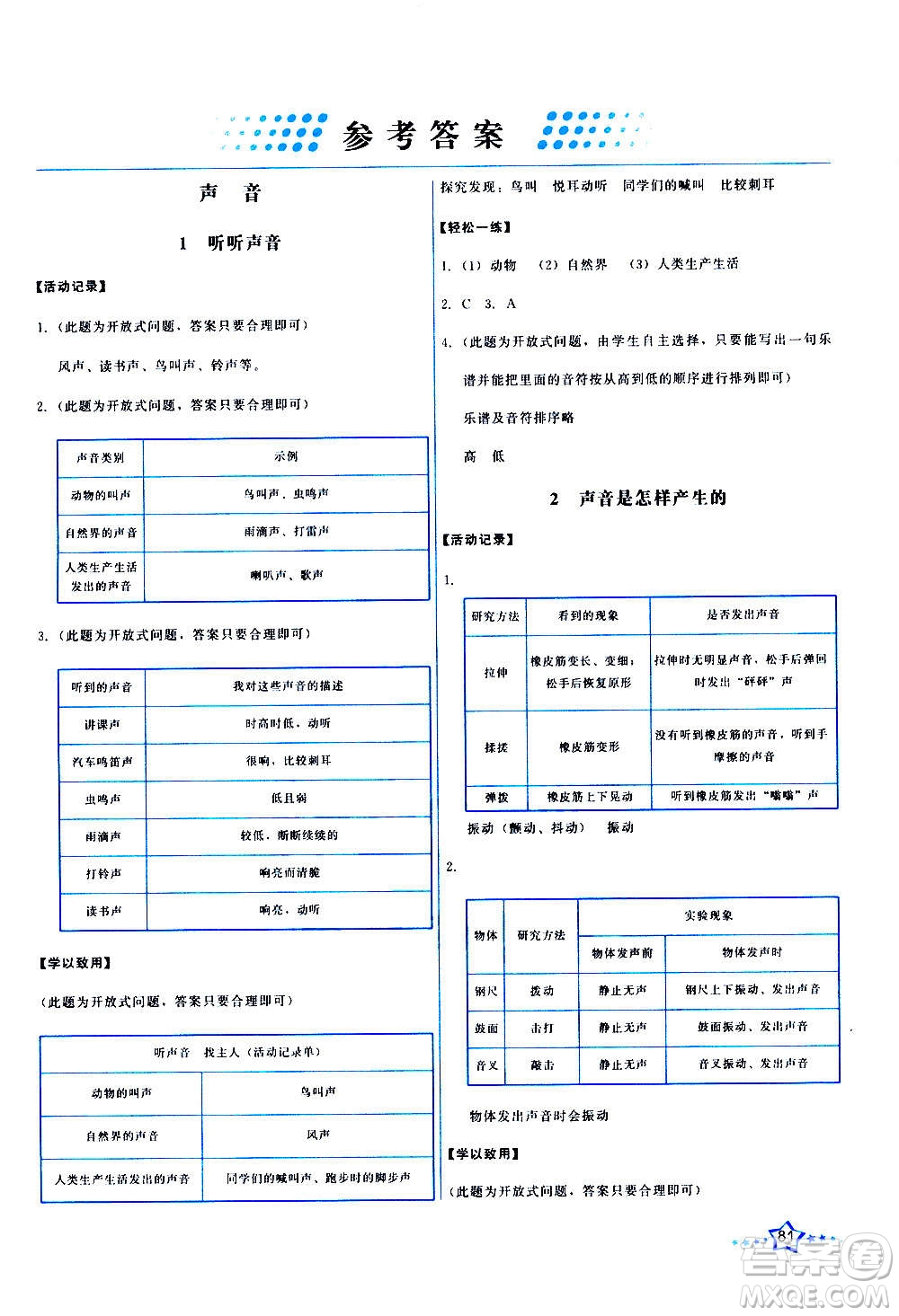 教育科學(xué)出版社2020年能力培養(yǎng)與測(cè)試科學(xué)四年級(jí)上冊(cè)教科版答案