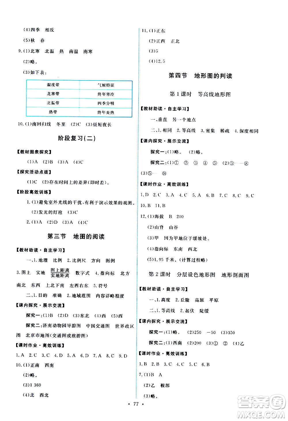 人民教育出版社2020年能力培養(yǎng)與測試地理七年級上冊人教版答案