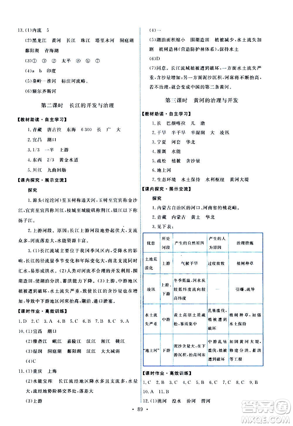 人民教育出版社2020年能力培養(yǎng)與測(cè)試地理八年級(jí)上冊(cè)人教版答案