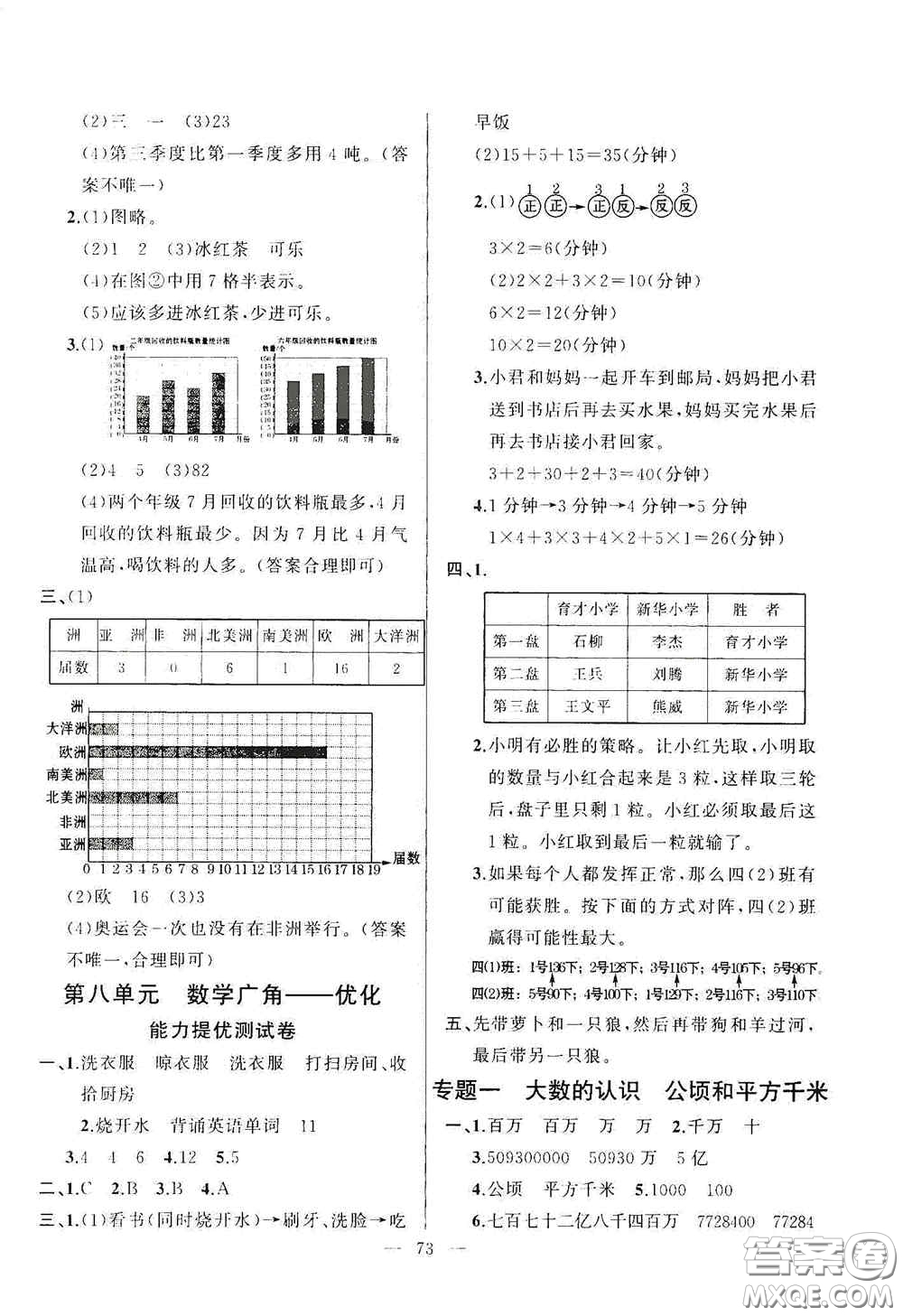 山東文藝出版社2020小學(xué)單元測(cè)試卷四年級(jí)數(shù)學(xué)上冊(cè)人教版答案