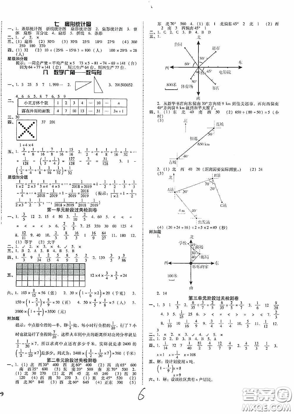 遼寧教育出版社2020尖子生課時作業(yè)六年級數(shù)學(xué)上冊人教版答案