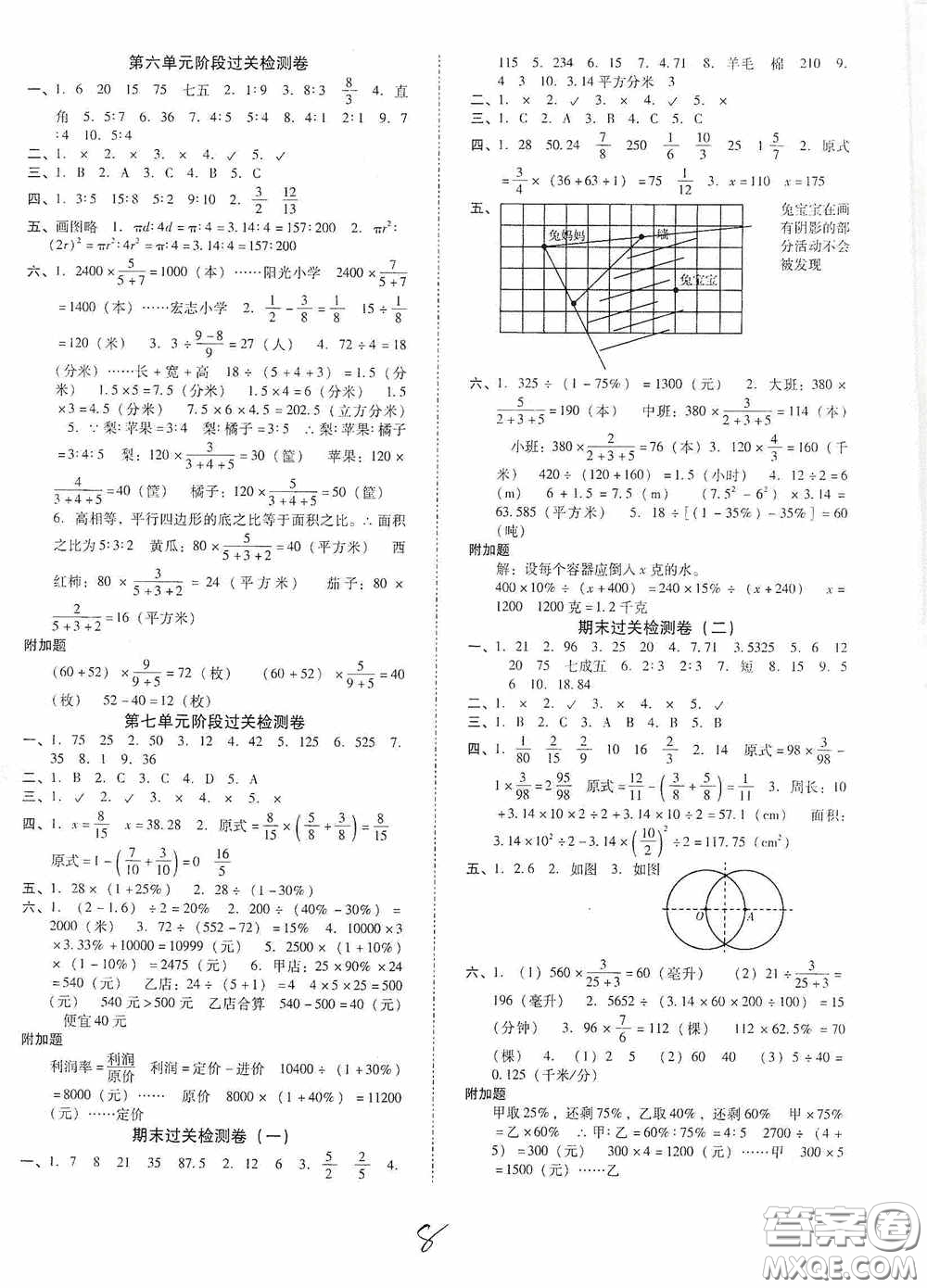 遼寧教育出版社2020尖子生課時(shí)作業(yè)六年級(jí)數(shù)學(xué)上冊(cè)北師大版答案