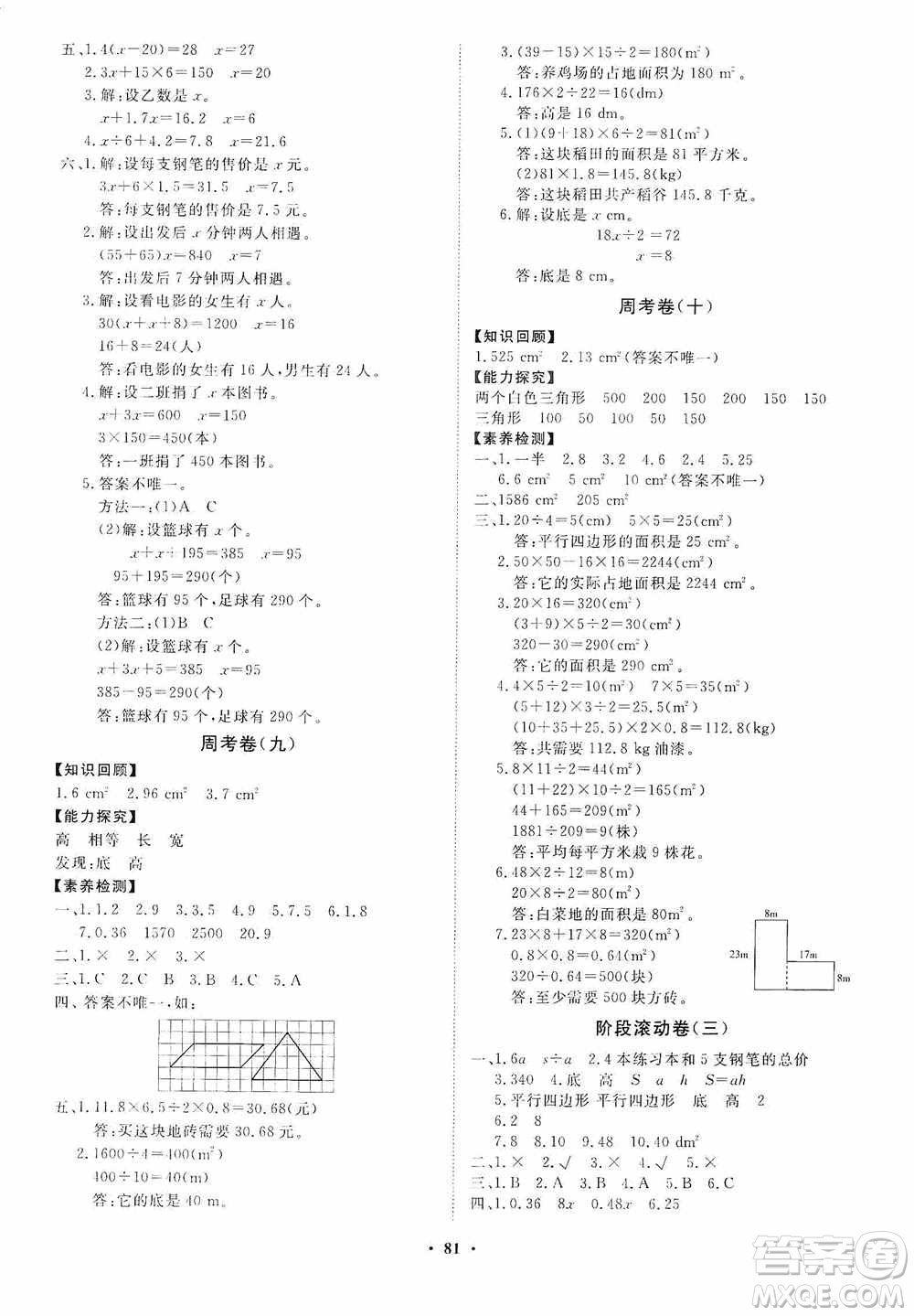 山東教育出版社2020小學(xué)同步練習(xí)冊分層卷五年級數(shù)學(xué)上冊人教版答案