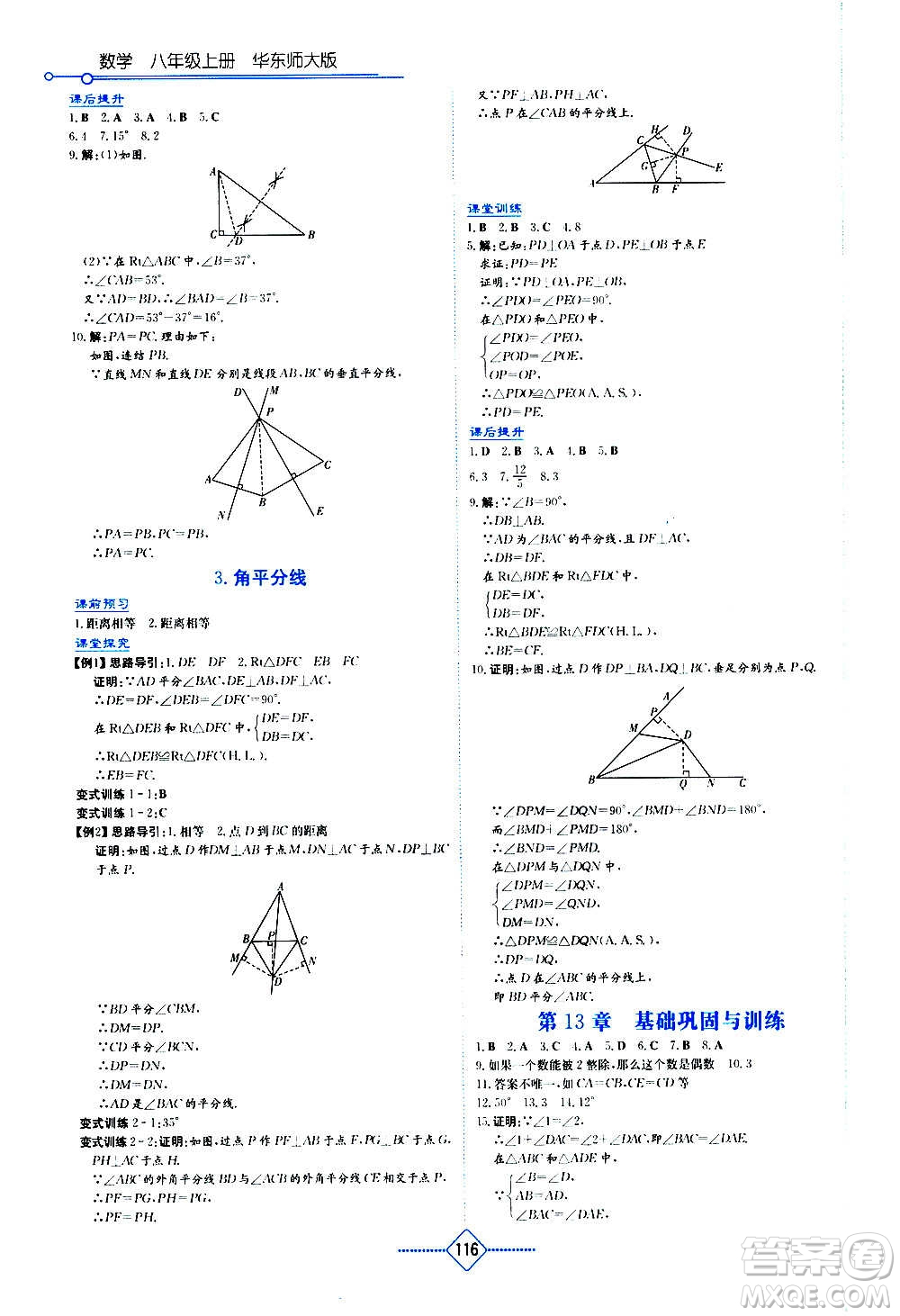 湖南教育出版社2020年學(xué)法大視野數(shù)學(xué)八年級(jí)上冊(cè)華東師大版答案