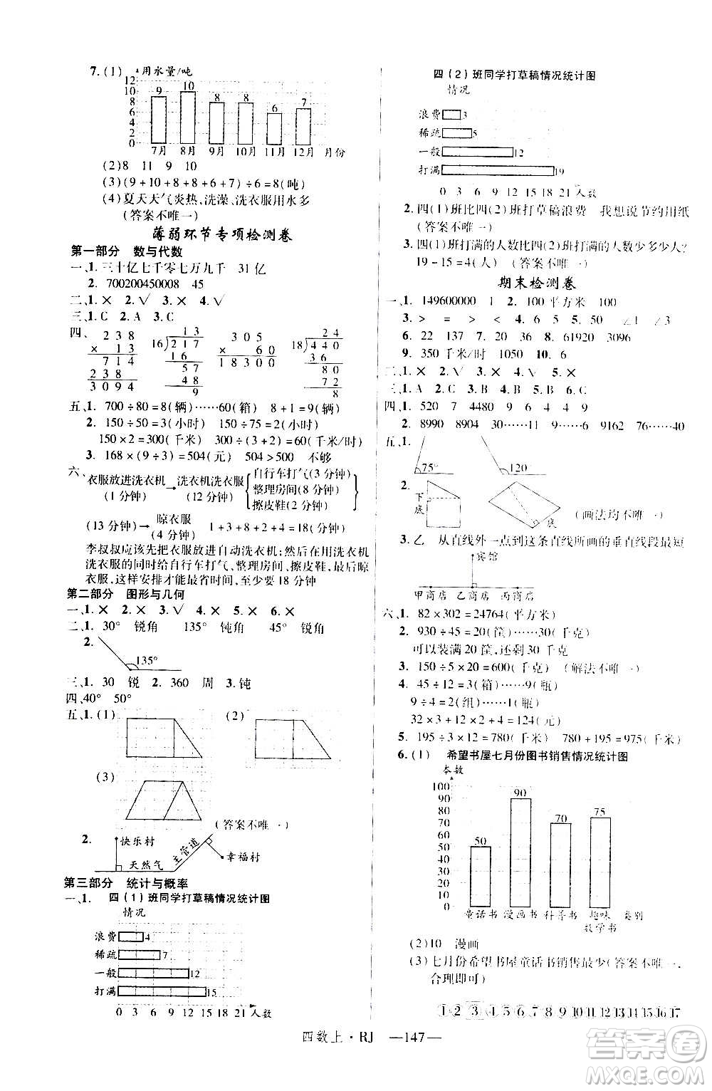 2020年新領(lǐng)程目標(biāo)導(dǎo)學(xué)型高效課堂數(shù)學(xué)四年級(jí)上冊RJ人教版答案