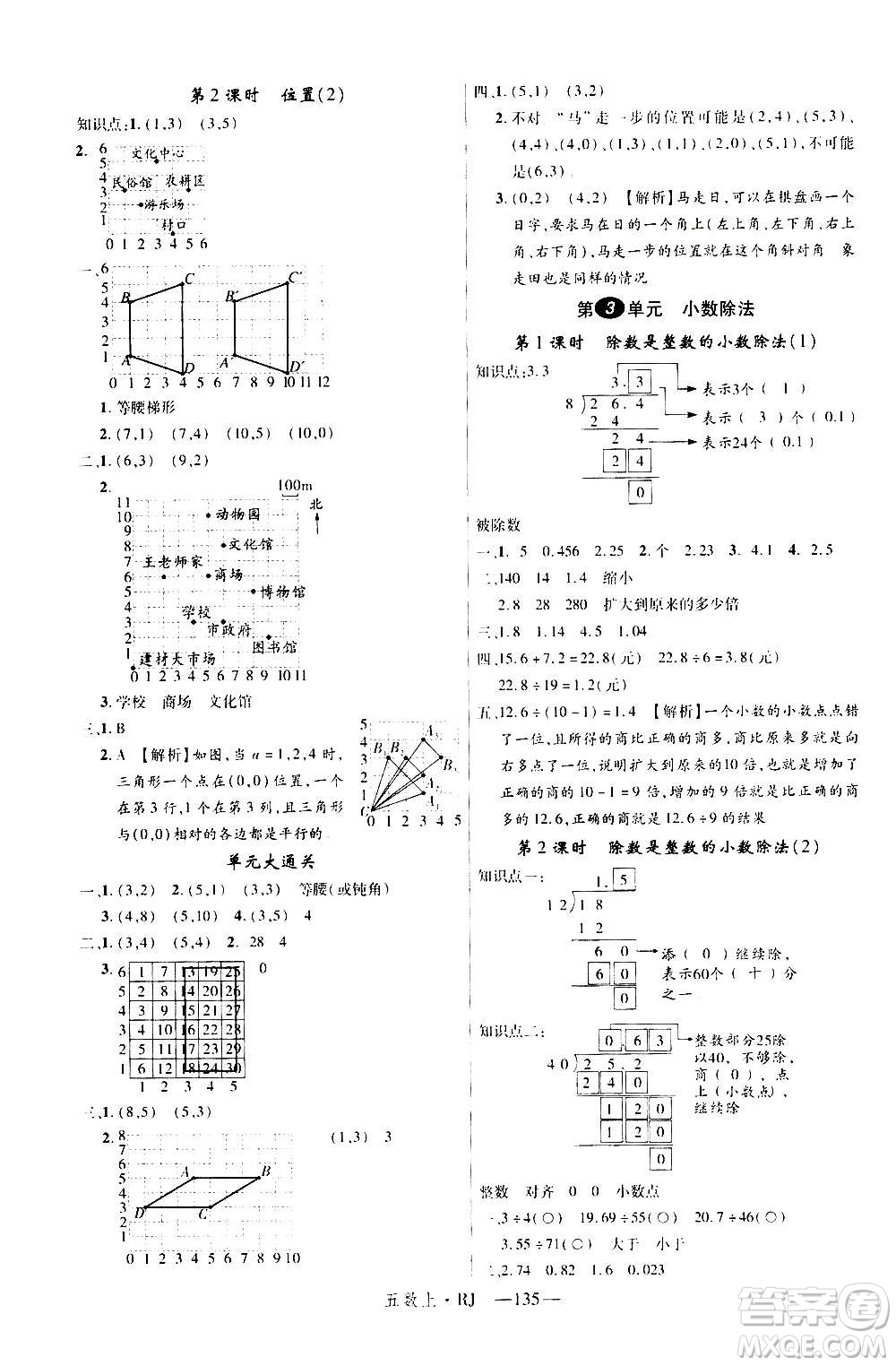 2020年新領(lǐng)程目標(biāo)導(dǎo)學(xué)型高效課堂數(shù)學(xué)五年級(jí)上冊(cè)RJ人教版答案