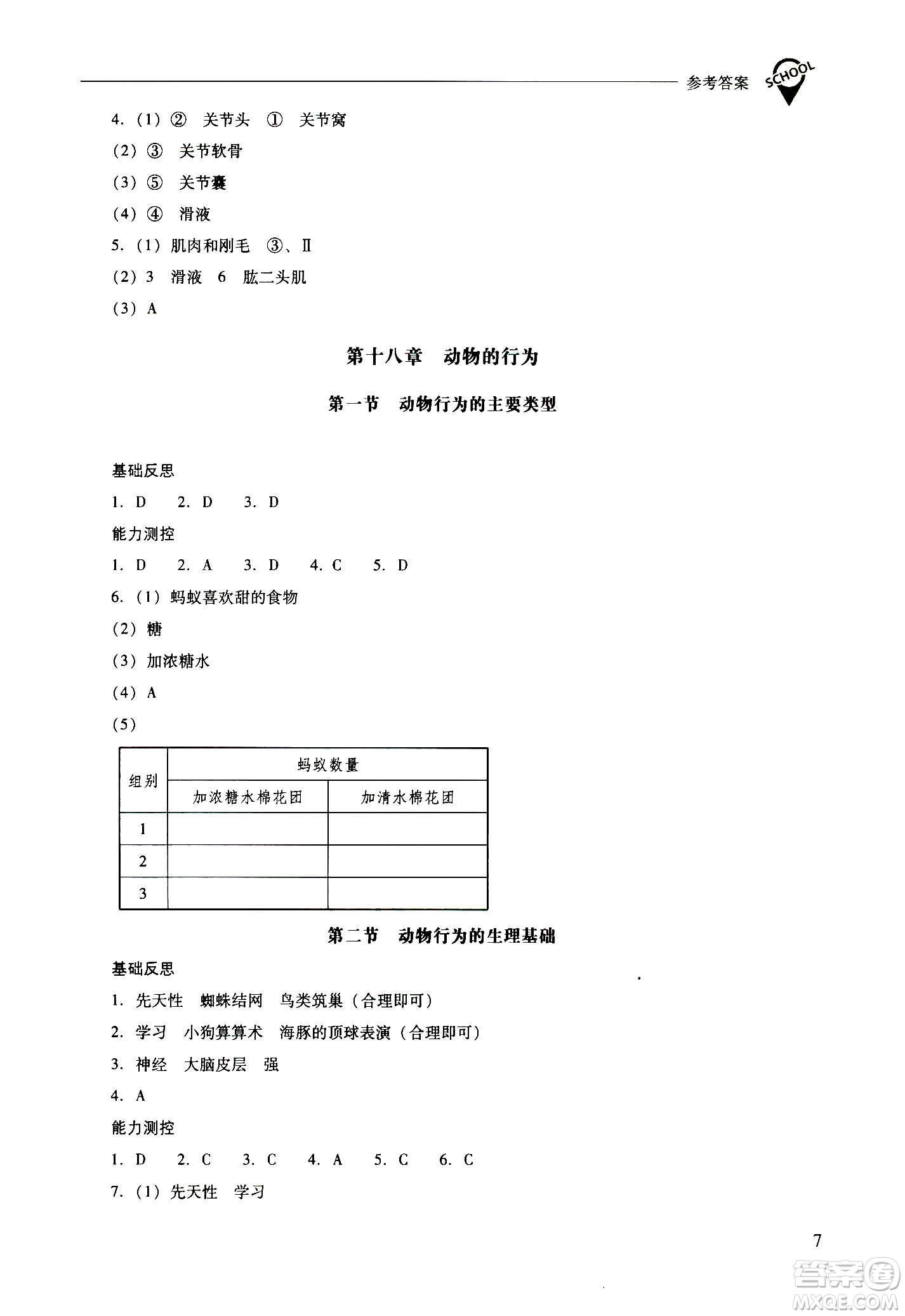 2020秋新課程問題解決導學方案八年級生物學上冊鳳凰版參考答案