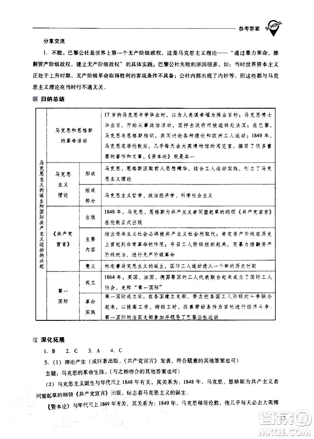 2020秋新課程問(wèn)題解決導(dǎo)學(xué)方案九年級(jí)世界歷史上冊(cè)人教版參考答案