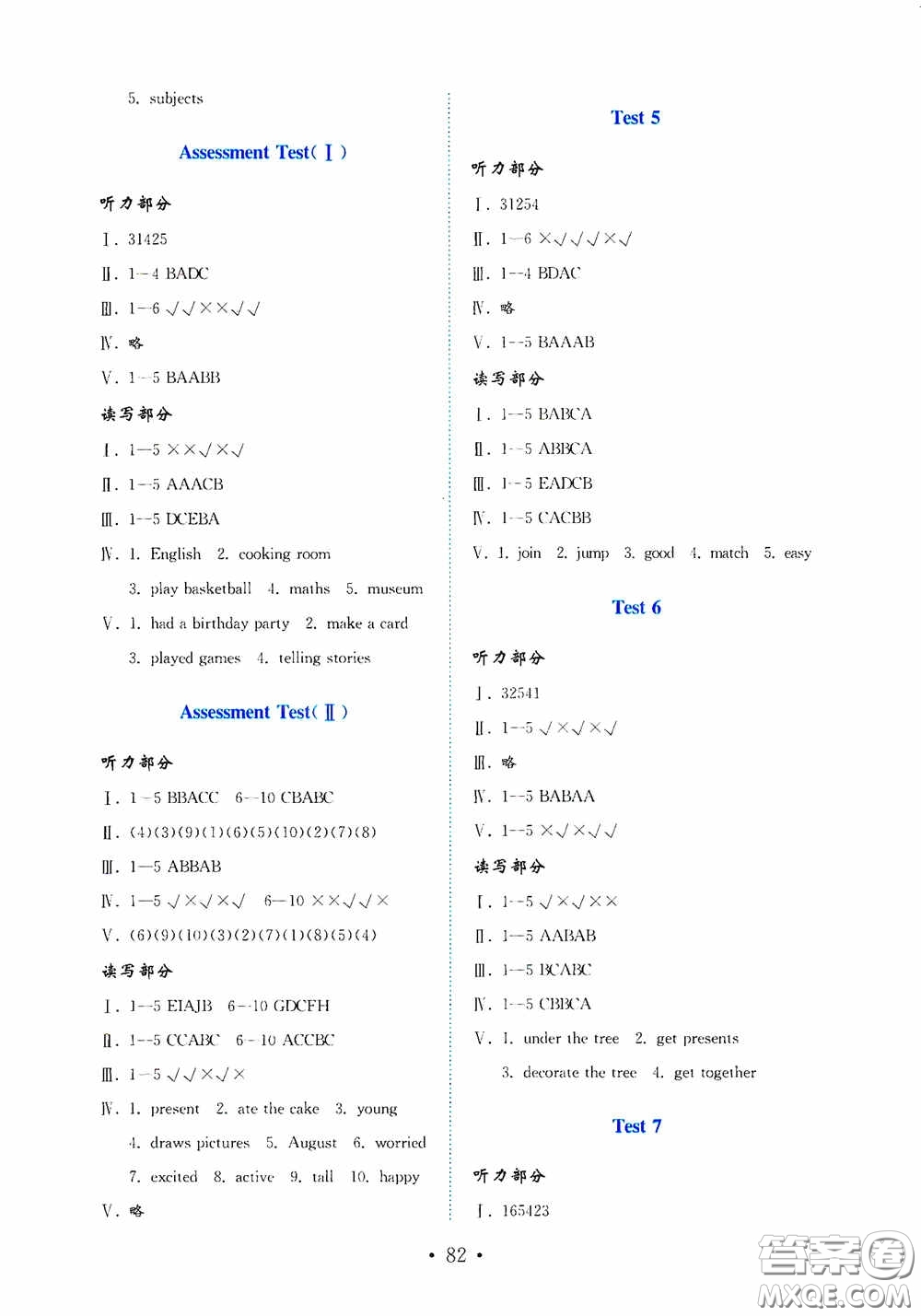 山東教育出版社2020金版金鑰匙小學英語試卷五年級上冊魯科版三年級起點答案